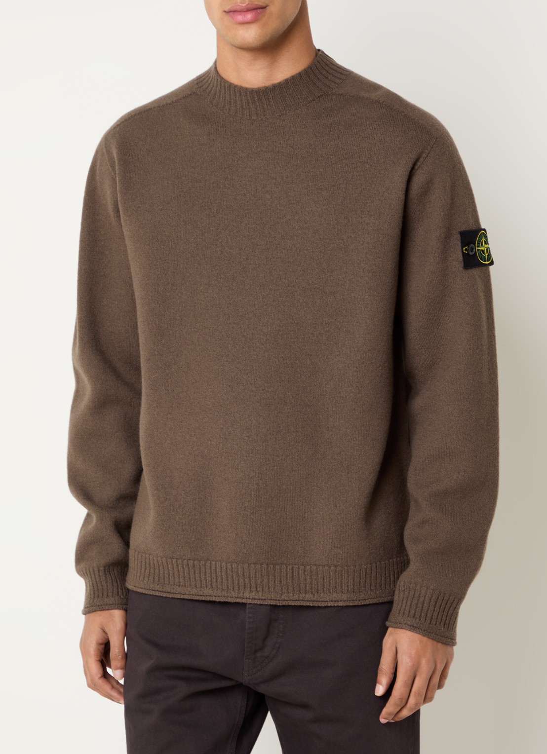 Stone Island S0IN1 fijngebreide trui van wol met logo - detail paars