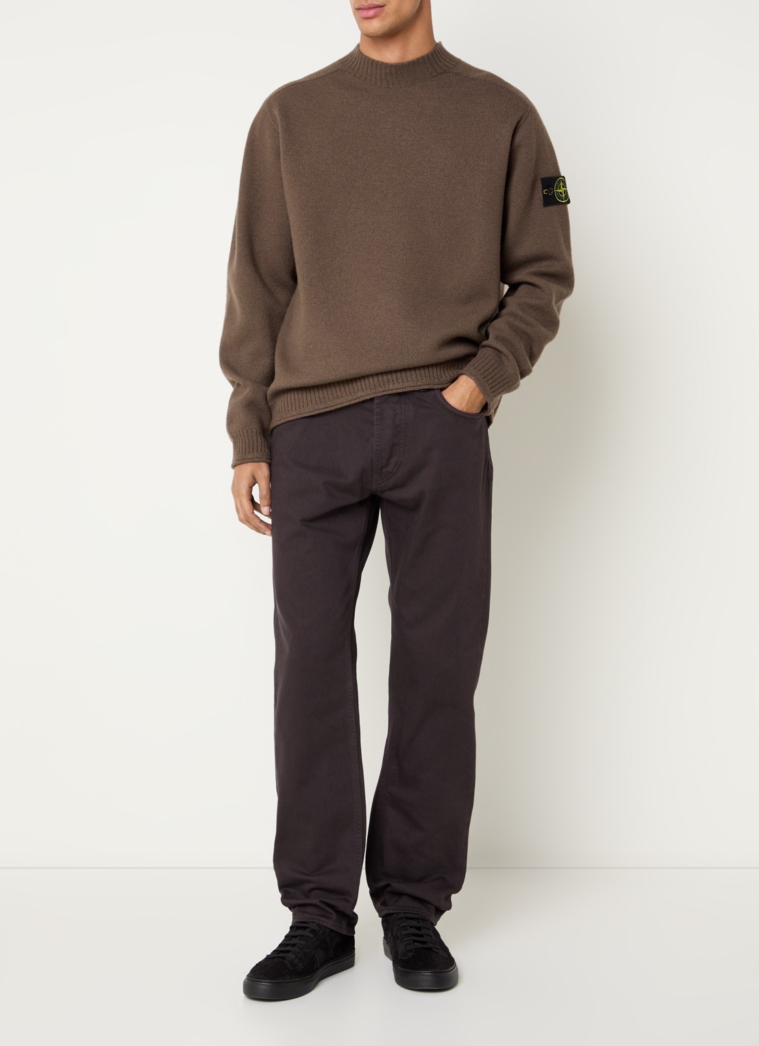 Stone Island S0IN1 fijngebreide trui van wol met logo - voorkant 4 paars