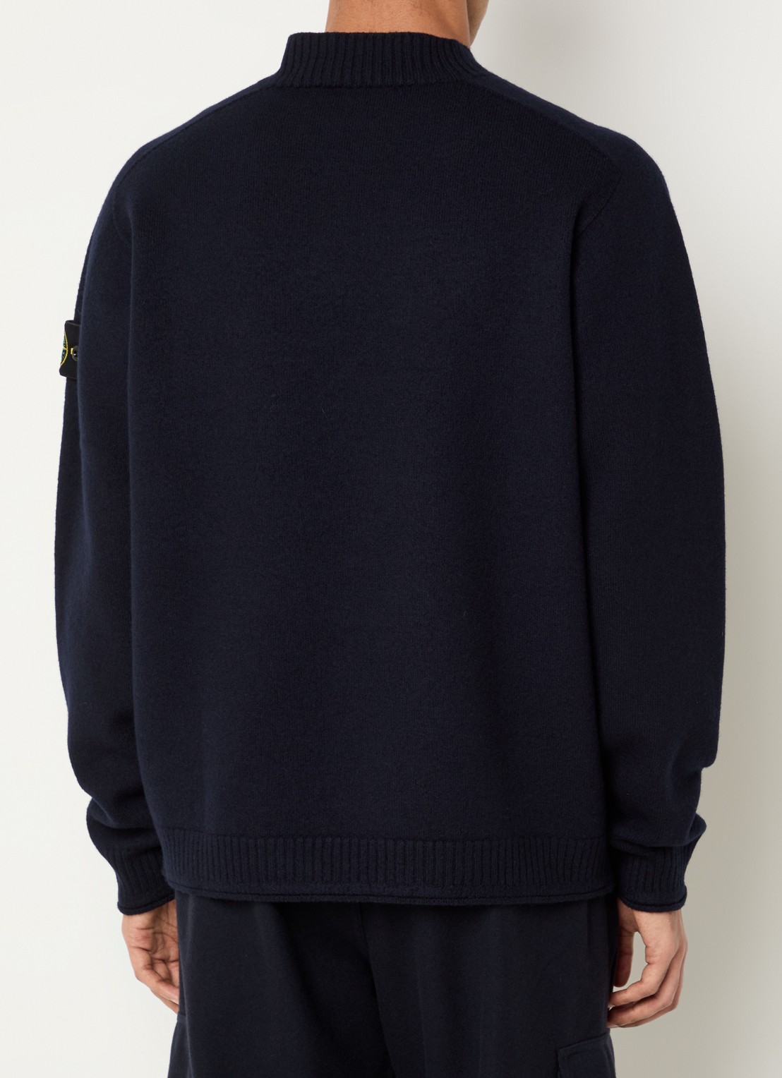 Stone Island S0IN1 fijngebreide trui van wol met logo - achterkant 5 donkerblauw