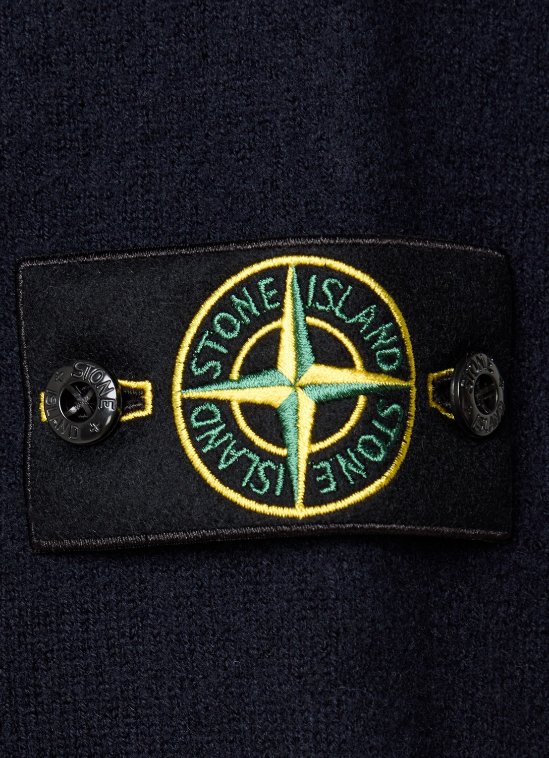 Stone Island S0IN1 fijngebreide trui van wol met logo - detail 2 donkerblauw