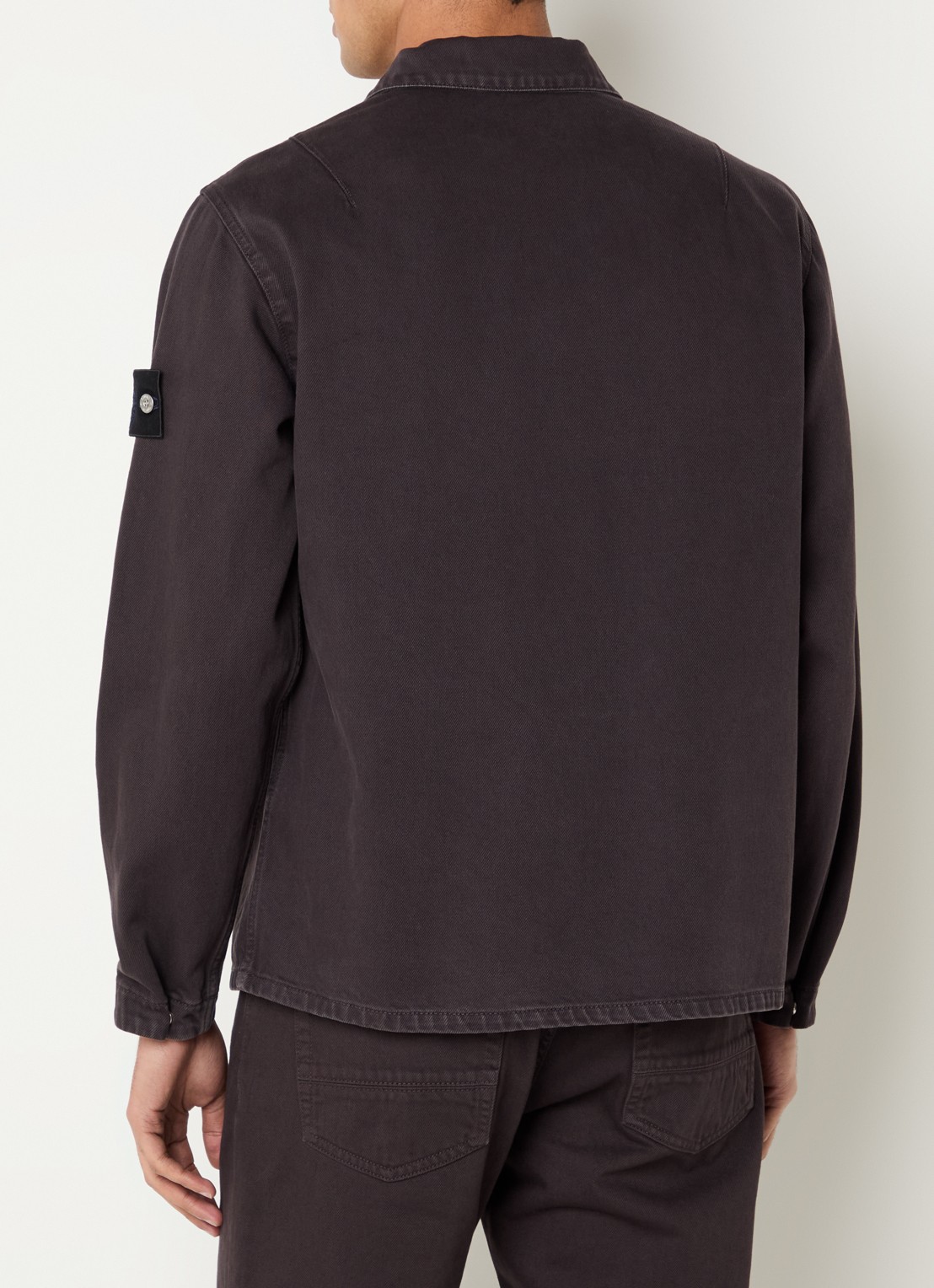 Stone Island S0J24 overshirt van denim met logo - achterkant 3 aubergine