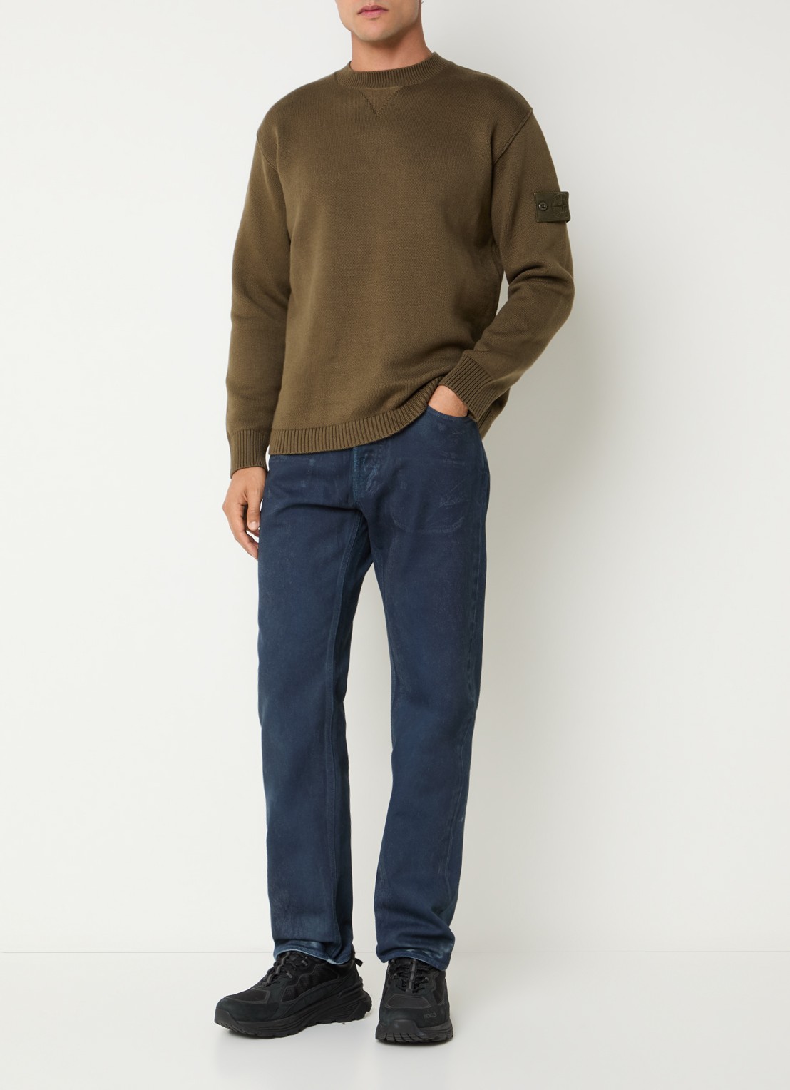 Stone Island S0J31 straight fit jeans met gekleurde wassing - voorkant 2 indigo