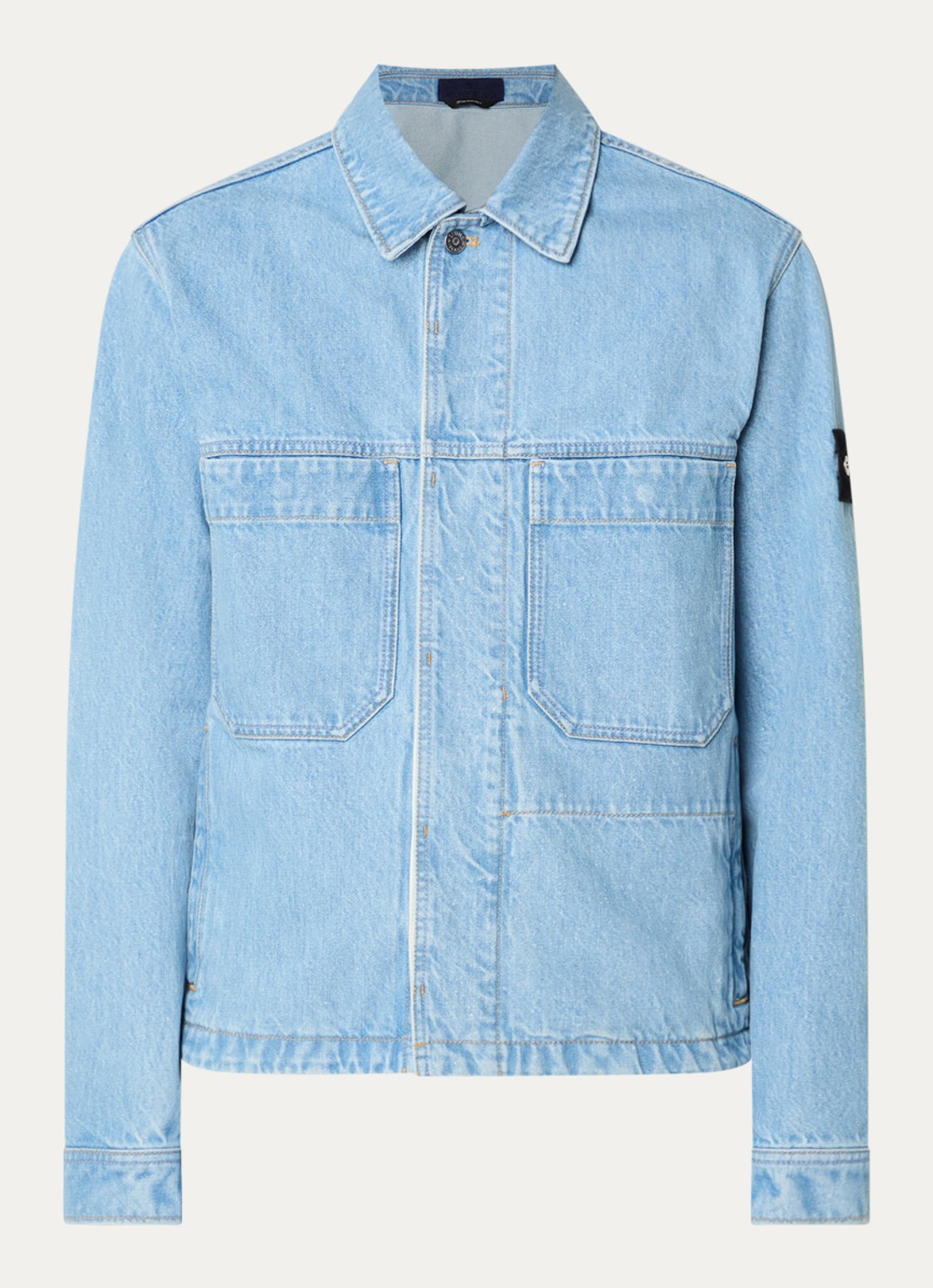 Stone Island S0J33 spijkerjas met logo en steekzakken - voorkant 5 lichtblauw
