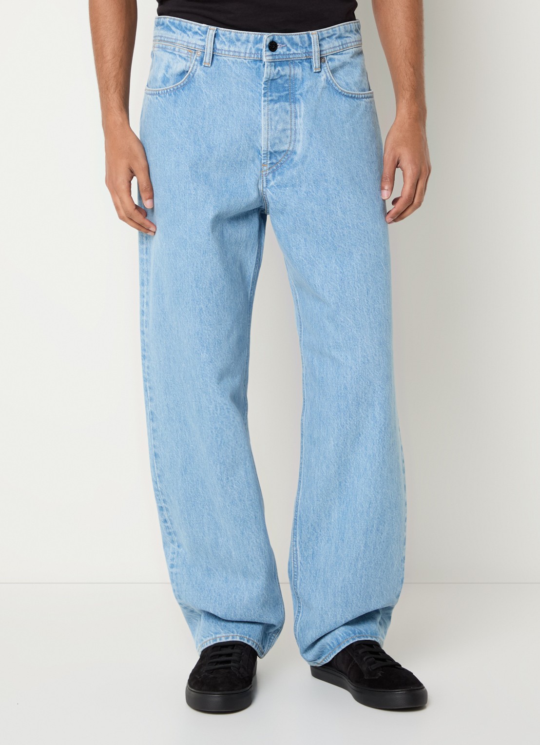 Stone Island S0J33 straight fit jeans met lichte wassing - detail lichtblauw