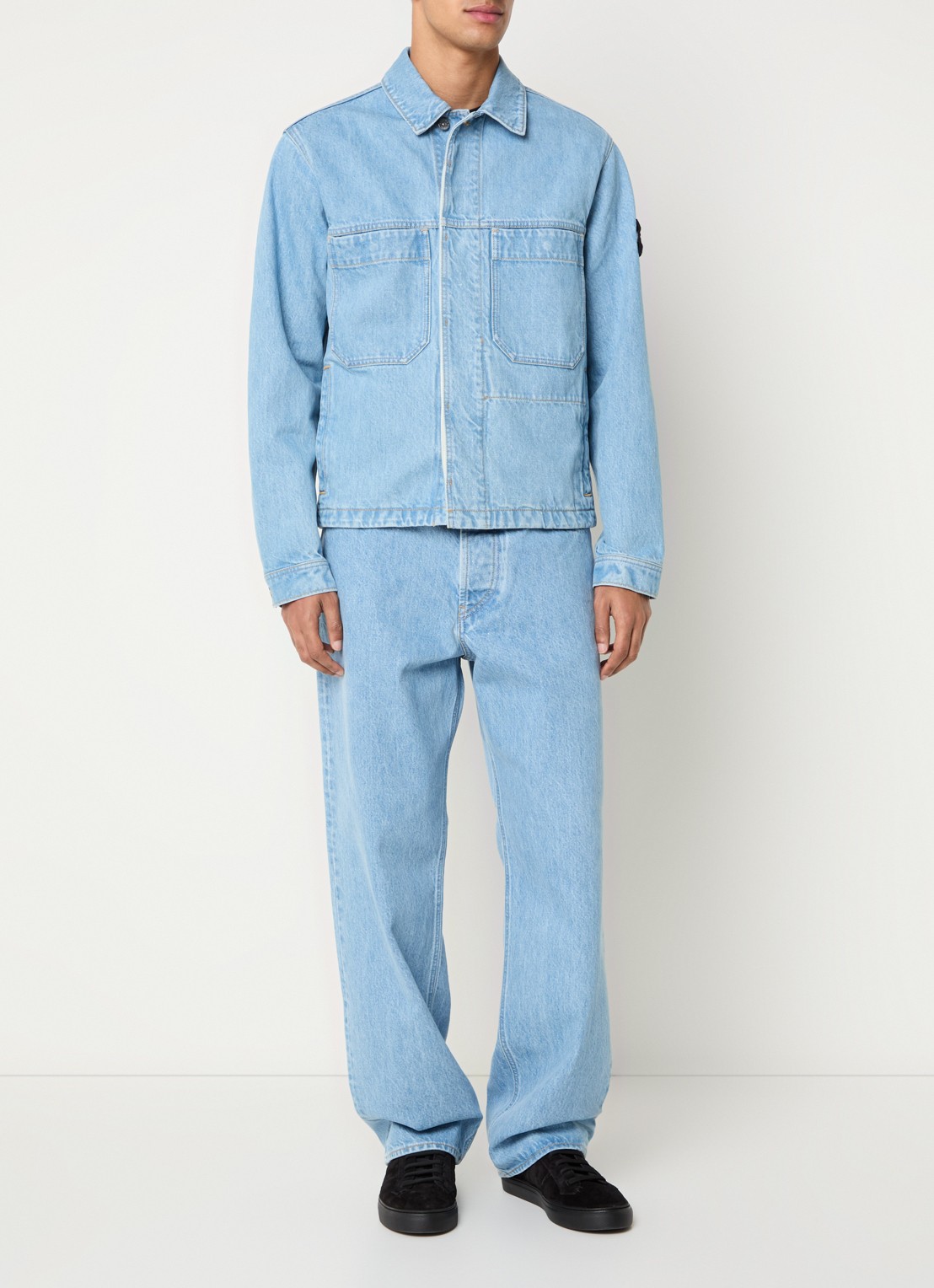 Stone Island S0J33 straight fit jeans met lichte wassing - voorkant 5 lichtblauw