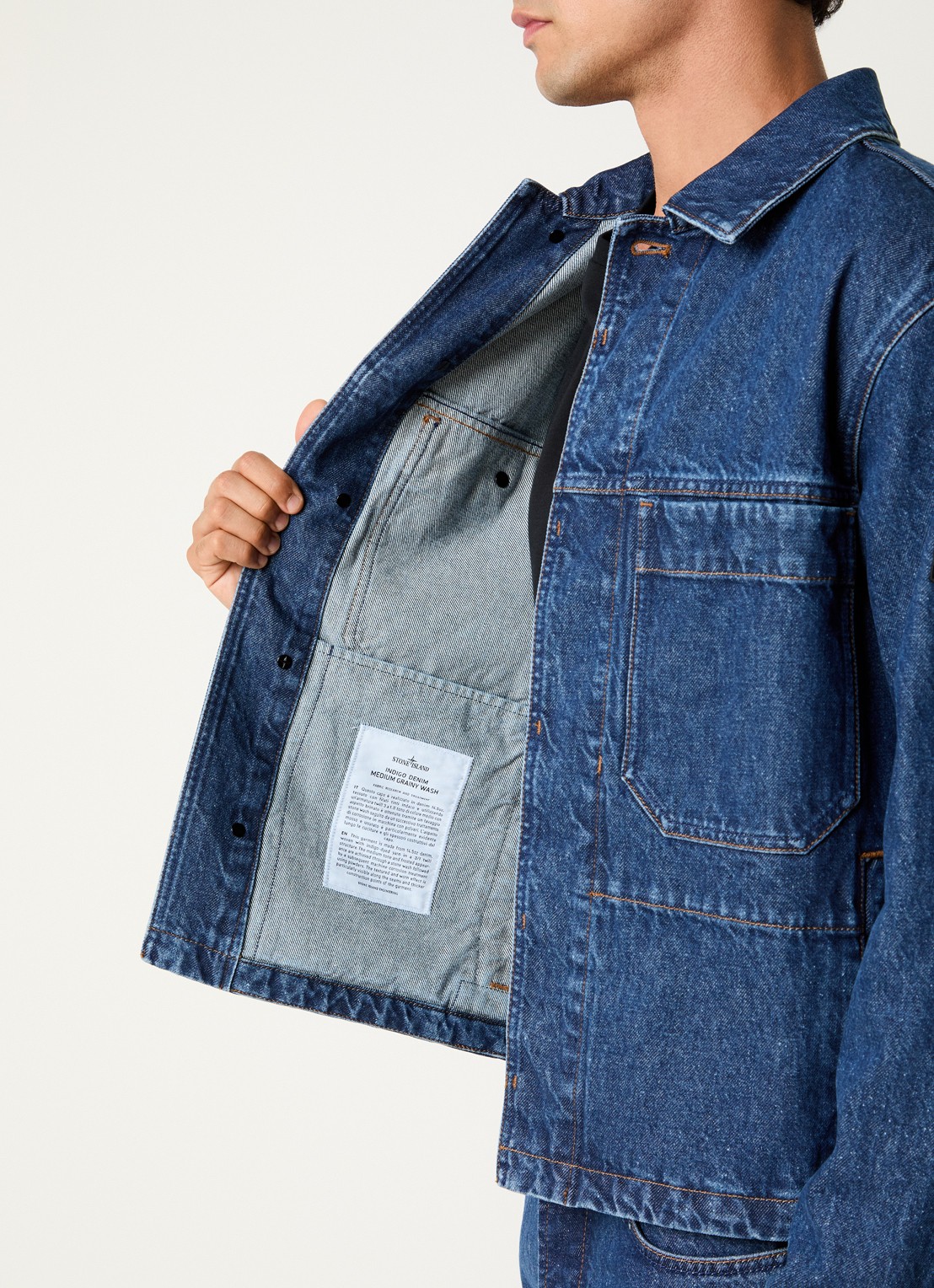 Stone Island S0J34 spijkerjas met logo - detail 3 indigo