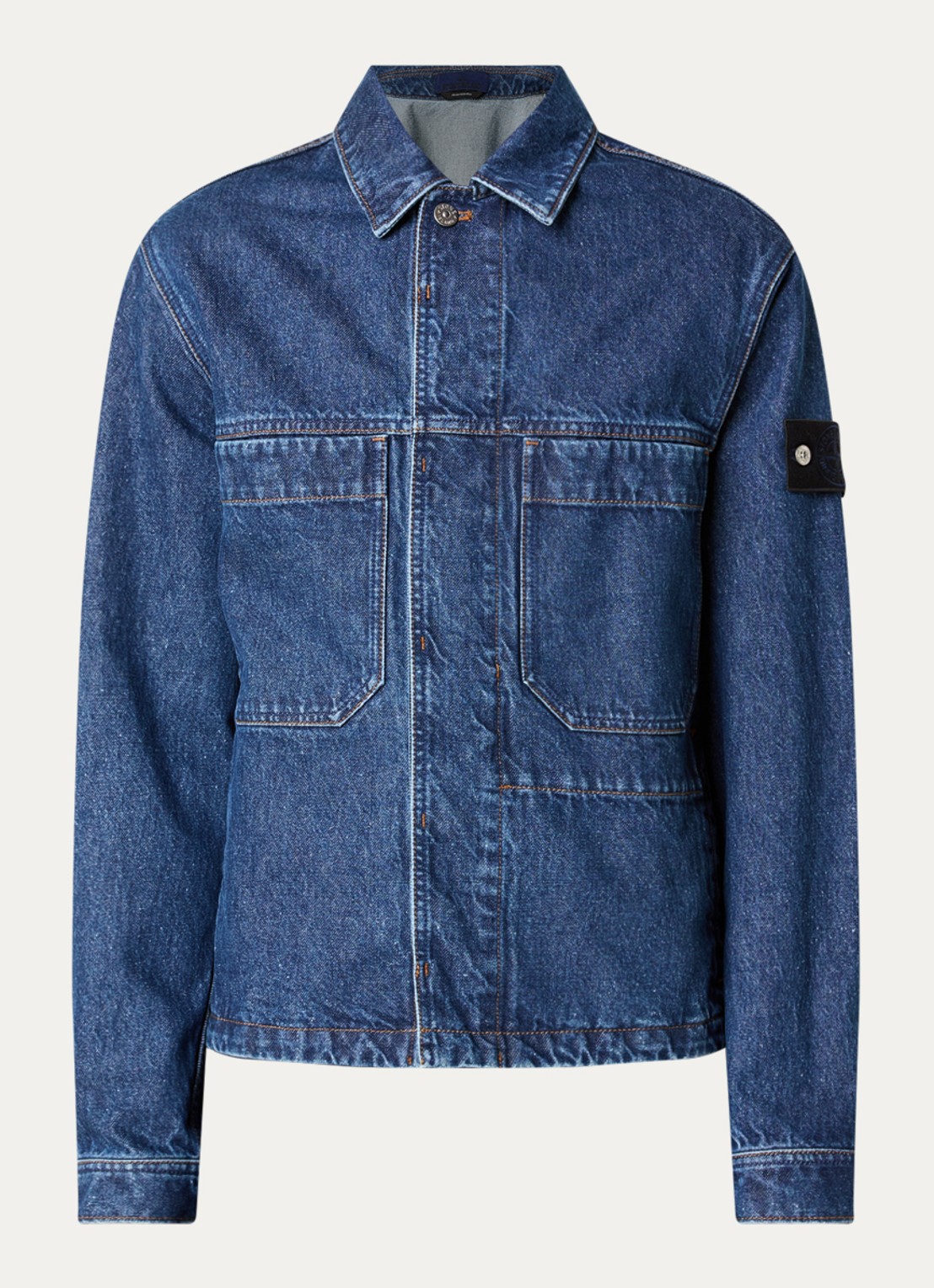 Stone Island S0J34 spijkerjas met logo - voorkant 4 indigo