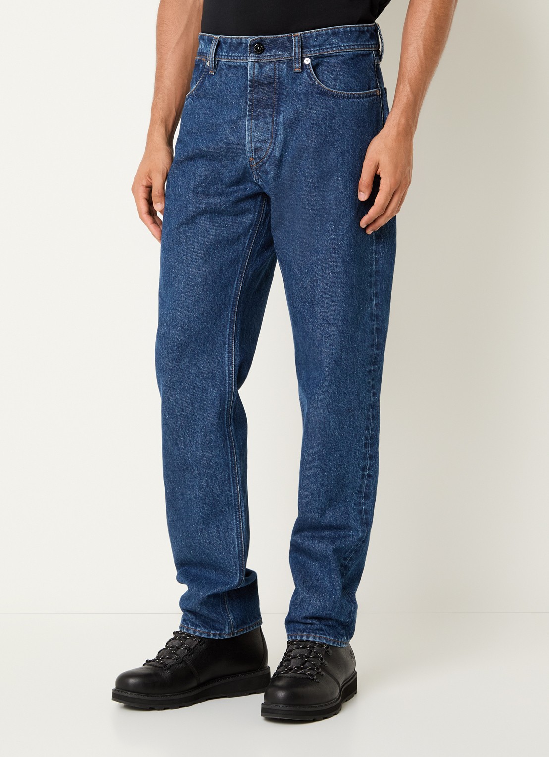 Stone Island S0J34 straight fit jeans met medium wassing - detail blauw