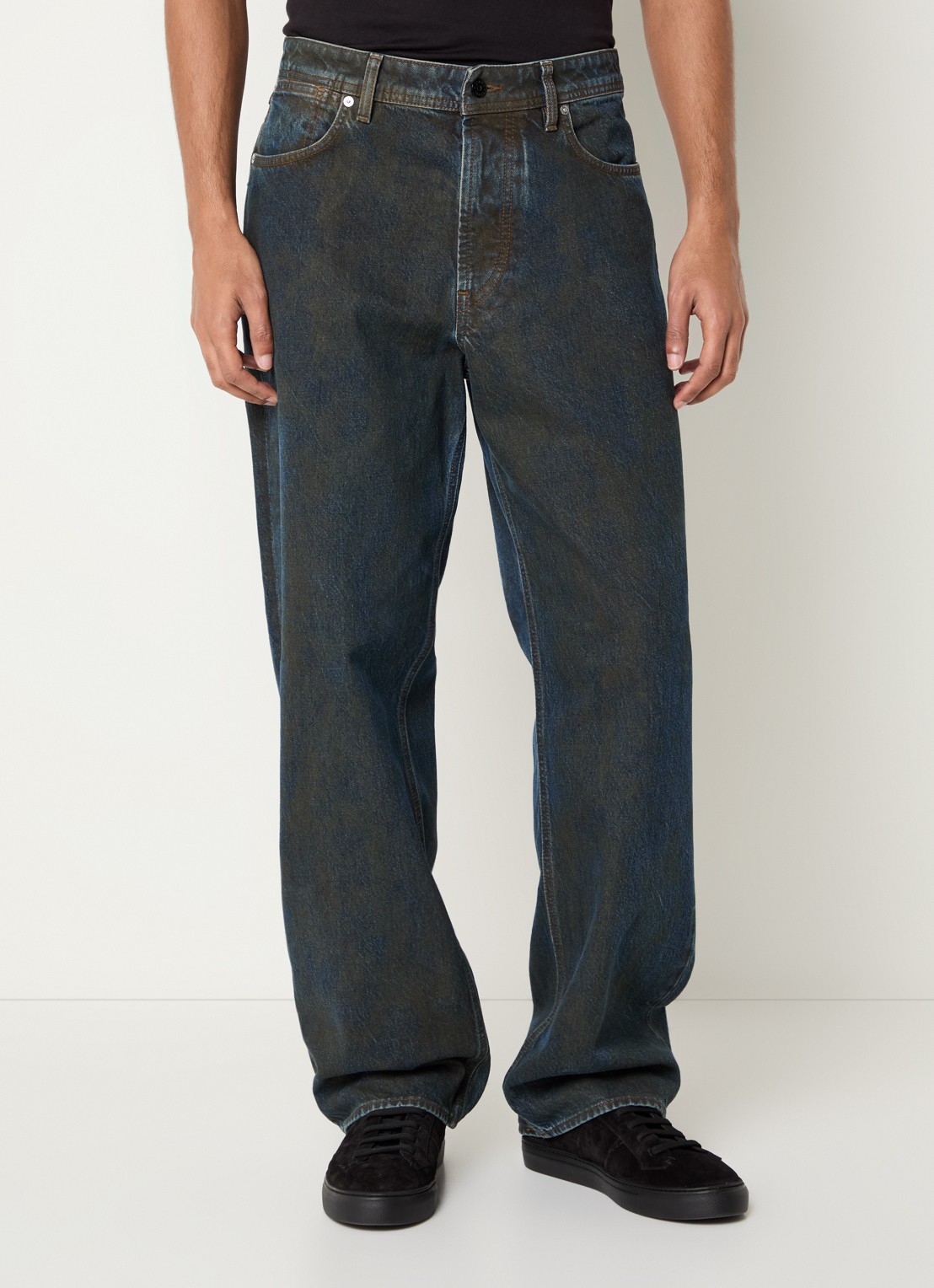 Stone Island S0J40 straight leg jeans met gekleurde wassing - detail indigo