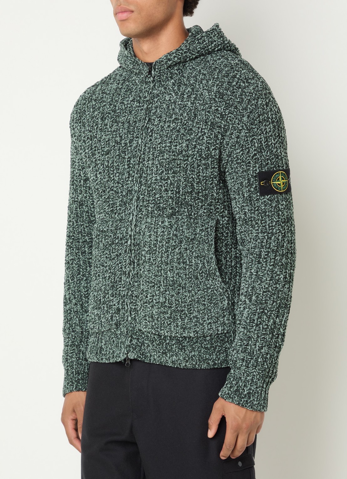 Stone Island S0N16 hoodie van badstof - detail donkergroen