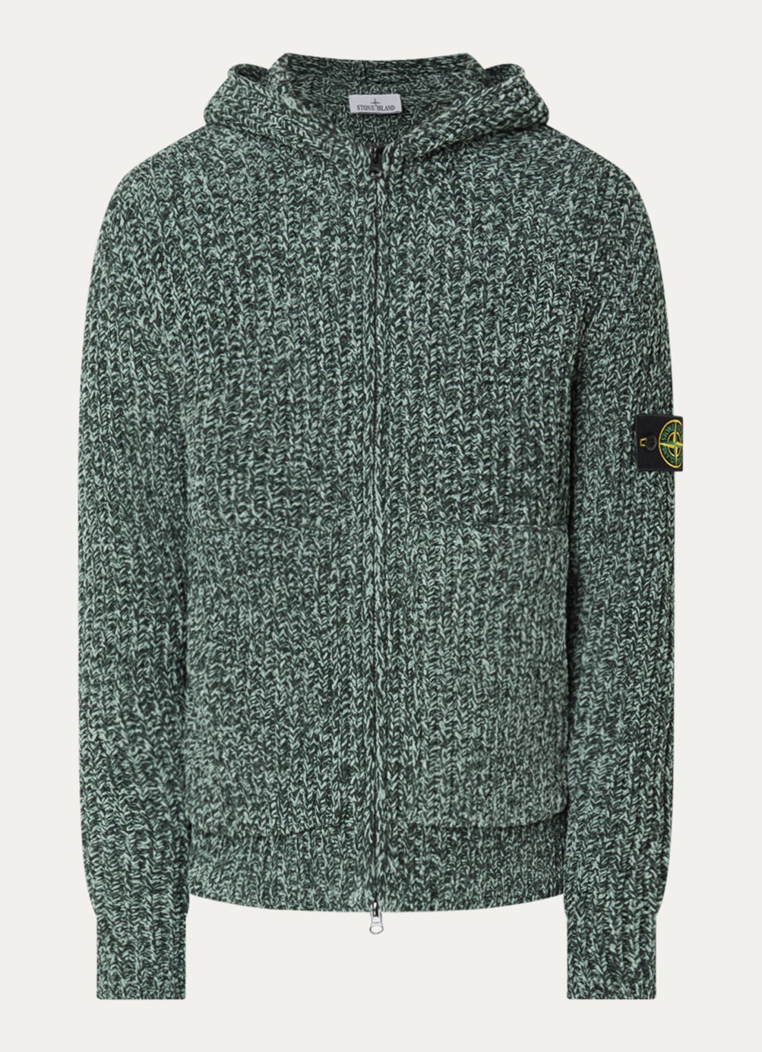 Stone Island S0N16 hoodie van badstof - voorkant 3 donkergroen
