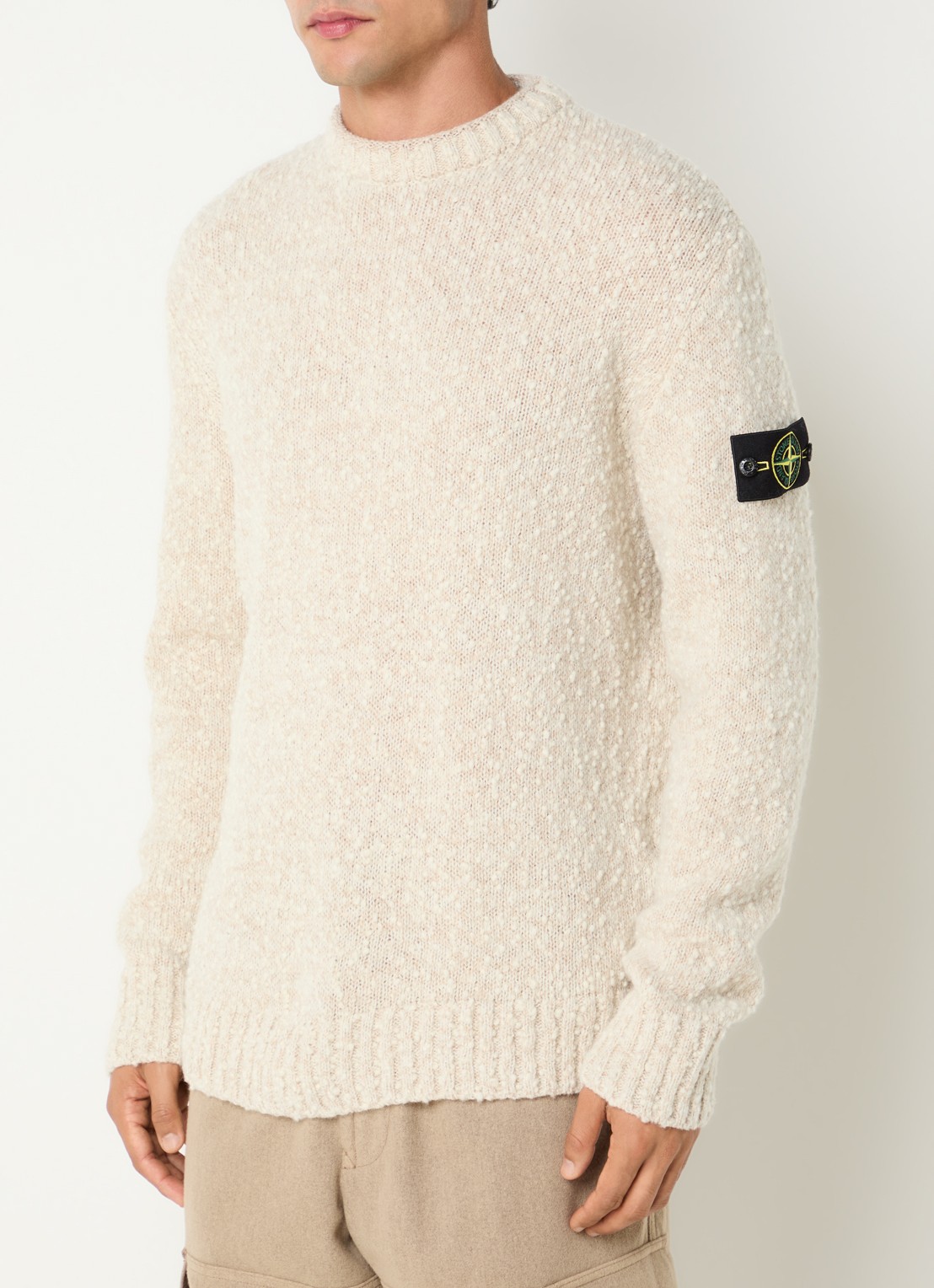 Stone Island S0N20 grofgebreide trui met logo - detail 4 beige