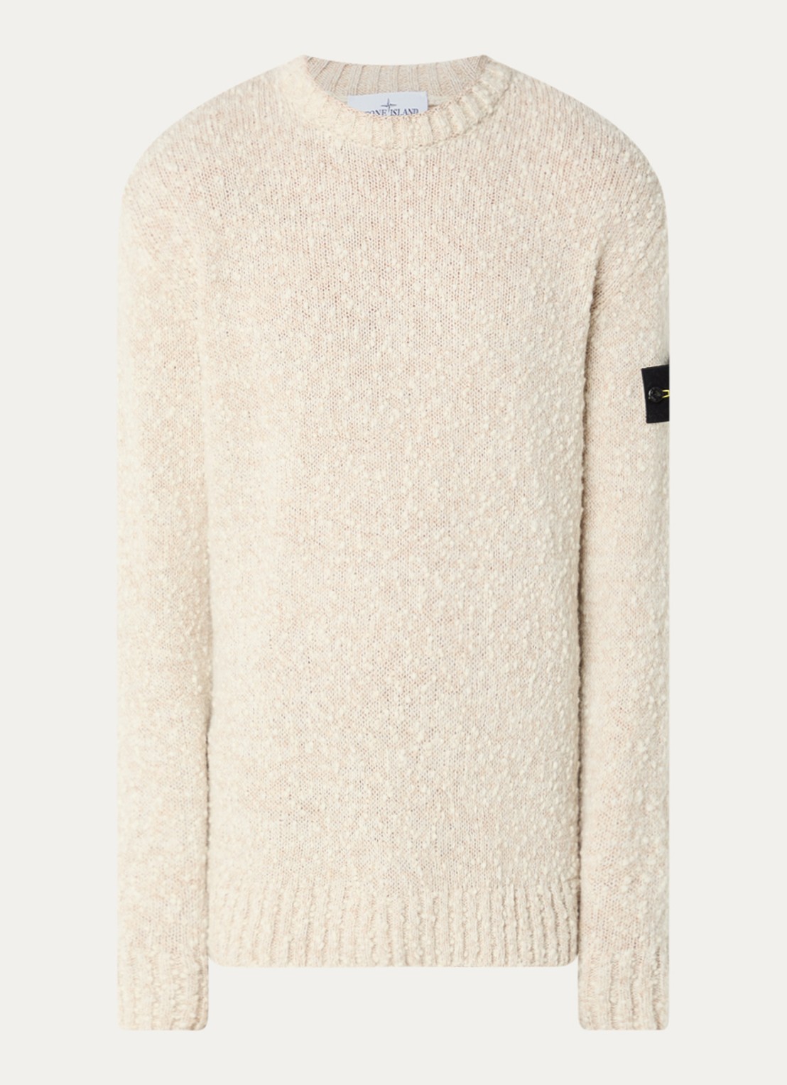 Stone Island S0N20 grofgebreide trui met logo - voorkant 2 beige