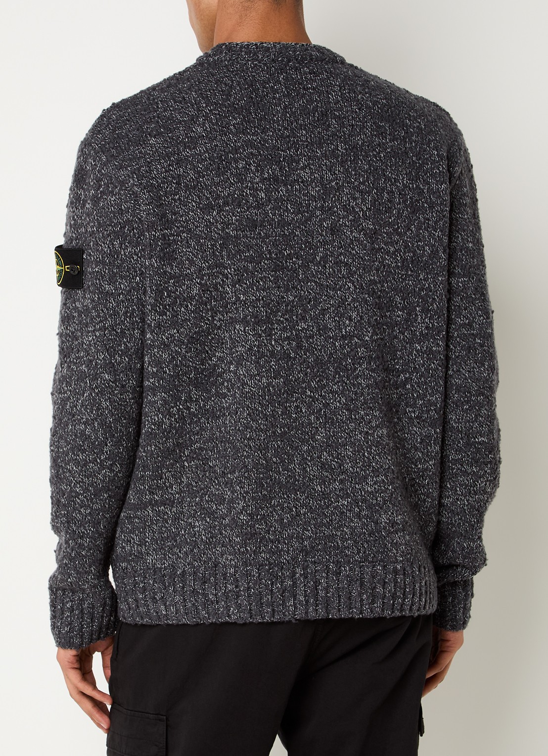 Stone Island S0N20 grofgebreide trui met logo - achterkant 3 donkergrijs