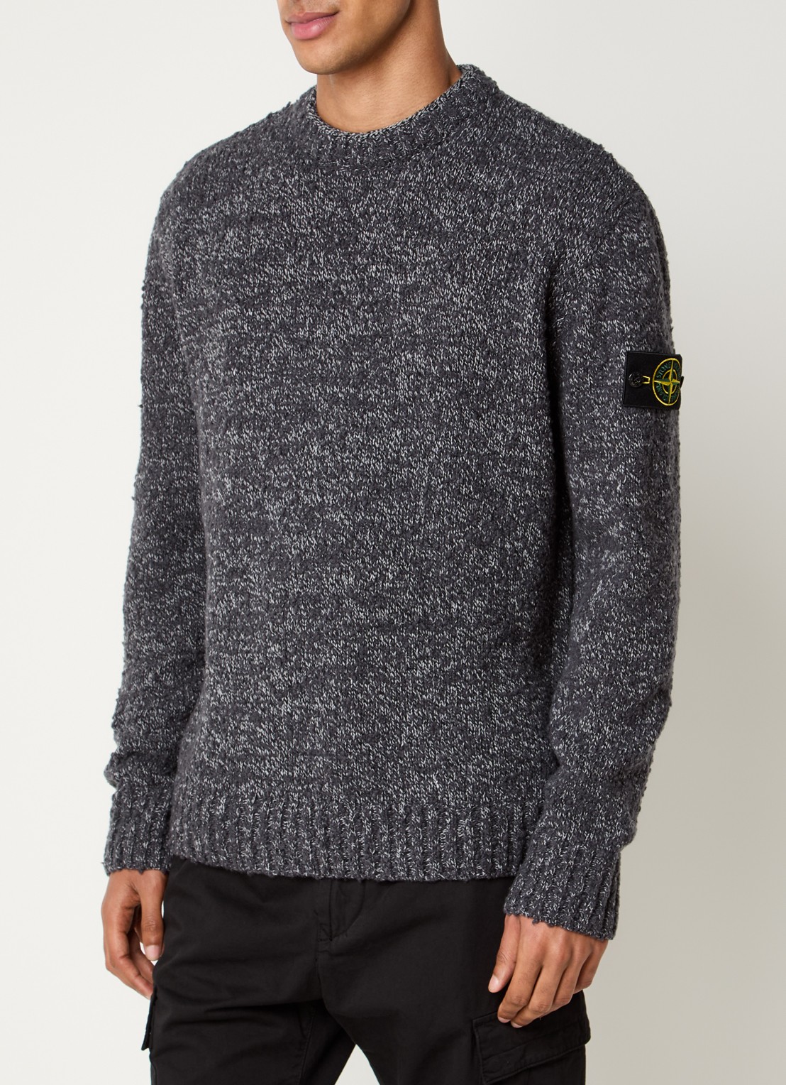 Stone Island S0N20 grofgebreide trui met logo - detail 4 donkergrijs