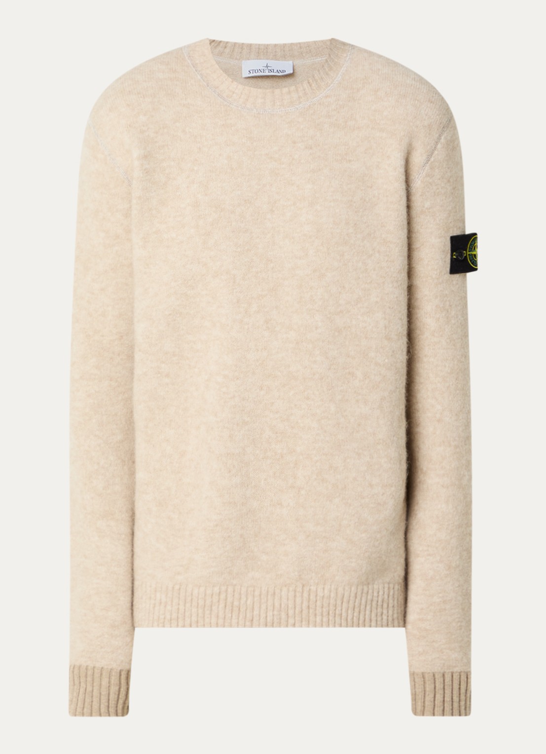 Stone Island S0N22 fijngebreide trui in wolblend met logo - voorkant 4 beige