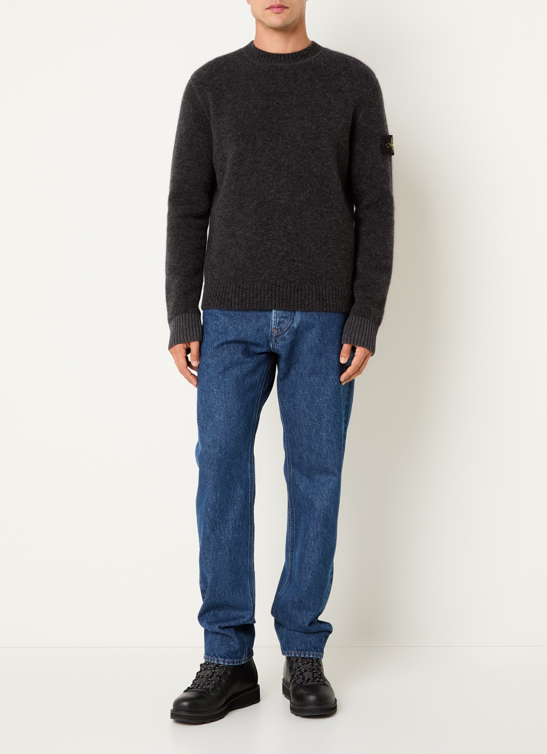 Stone Island S0N22 fijngebreide trui in wolblend met logo - voorkant 4 paars