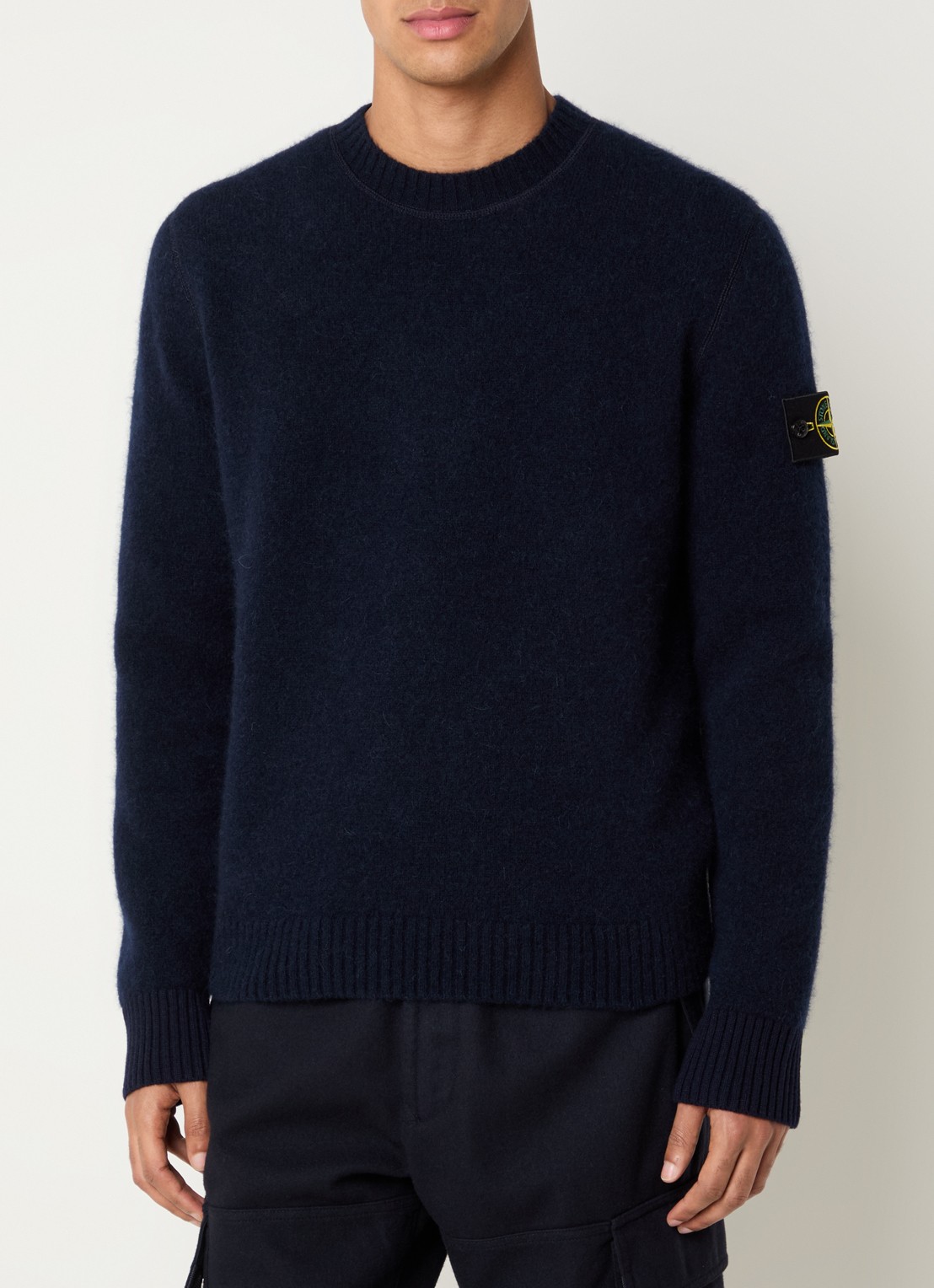 Stone Island S0N22 fijngebreide trui in wolblend met logo - detail 4 donkerblauw