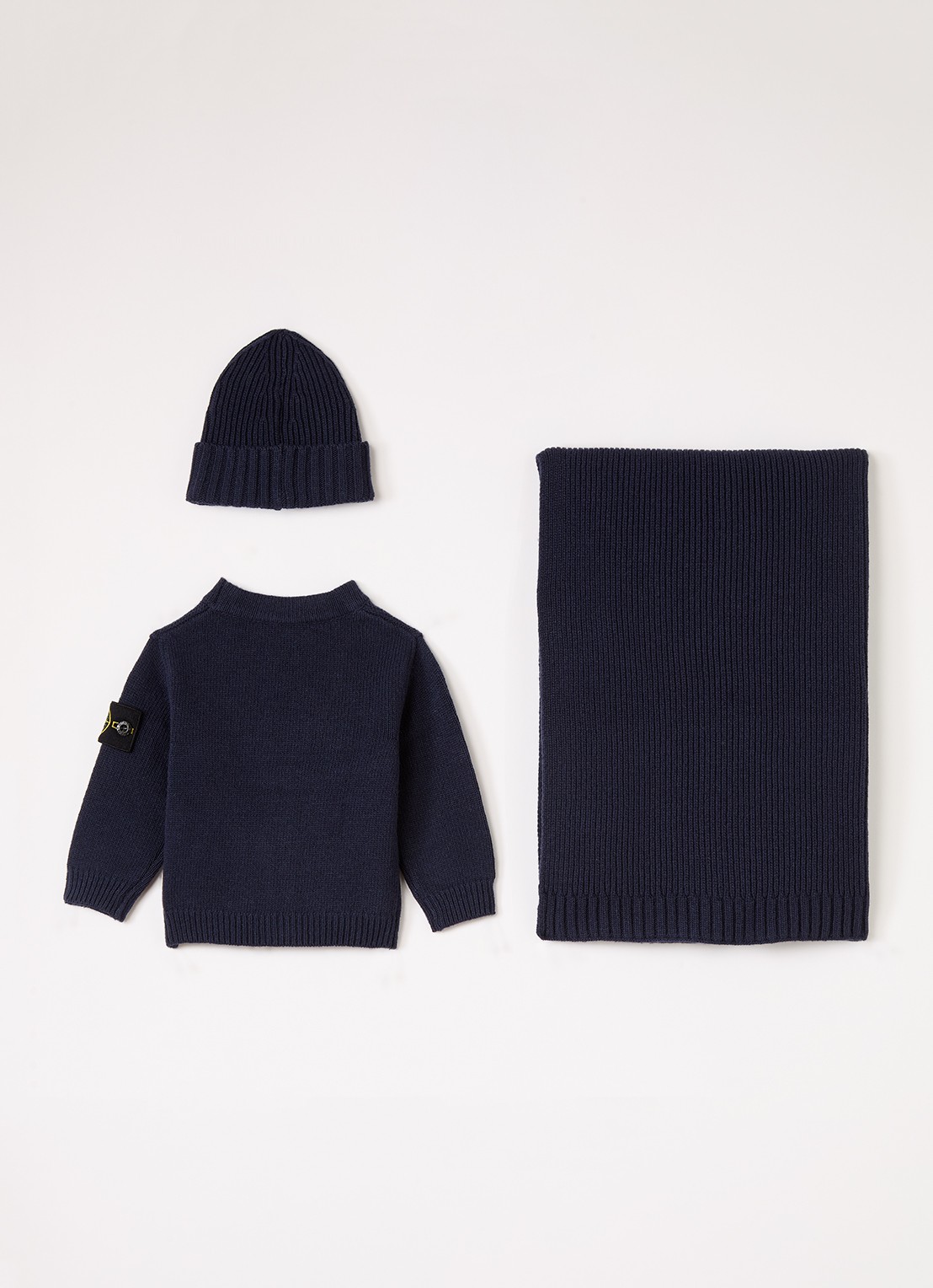 Stone Island Set van vest met muts en sjaal in giftbox 3-delig - voorkant 3 donkerblauw