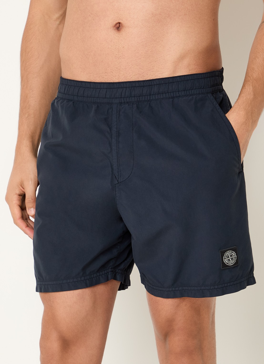 Stone Island Zwemshorts met logo en steekzakken - detail 4 donkerblauw