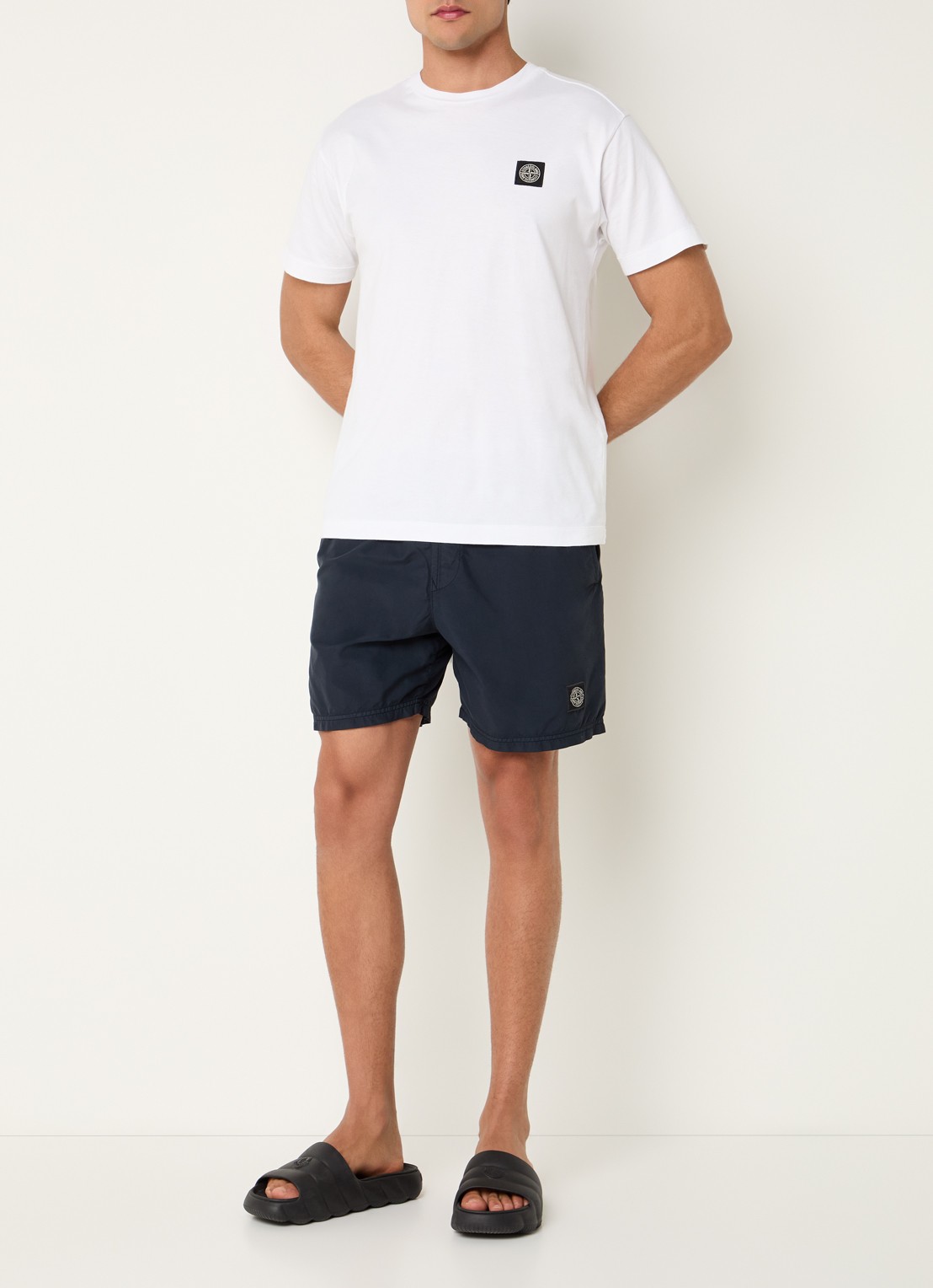 Stone Island Zwemshorts met logo en steekzakken - voorkant 3 donkerblauw
