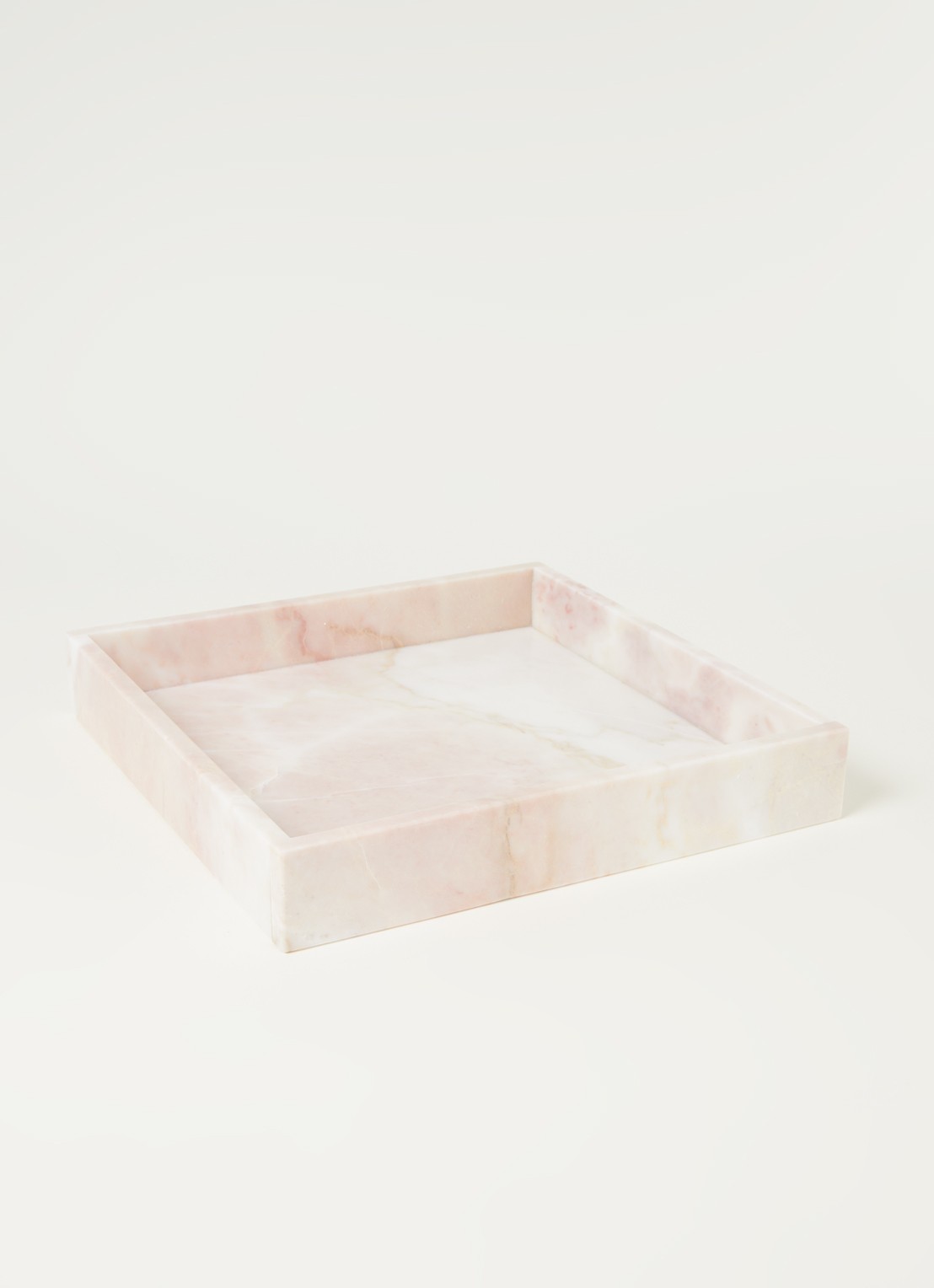 Stoned Dienblad van marmer 30 x 30 cm - voorkant 2 lichtroze