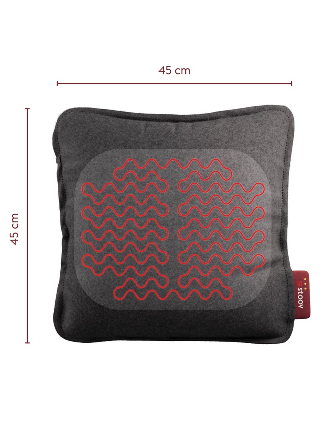 Stoov Ploov³ warmtekussen 45 x 45 cm - detail grijs