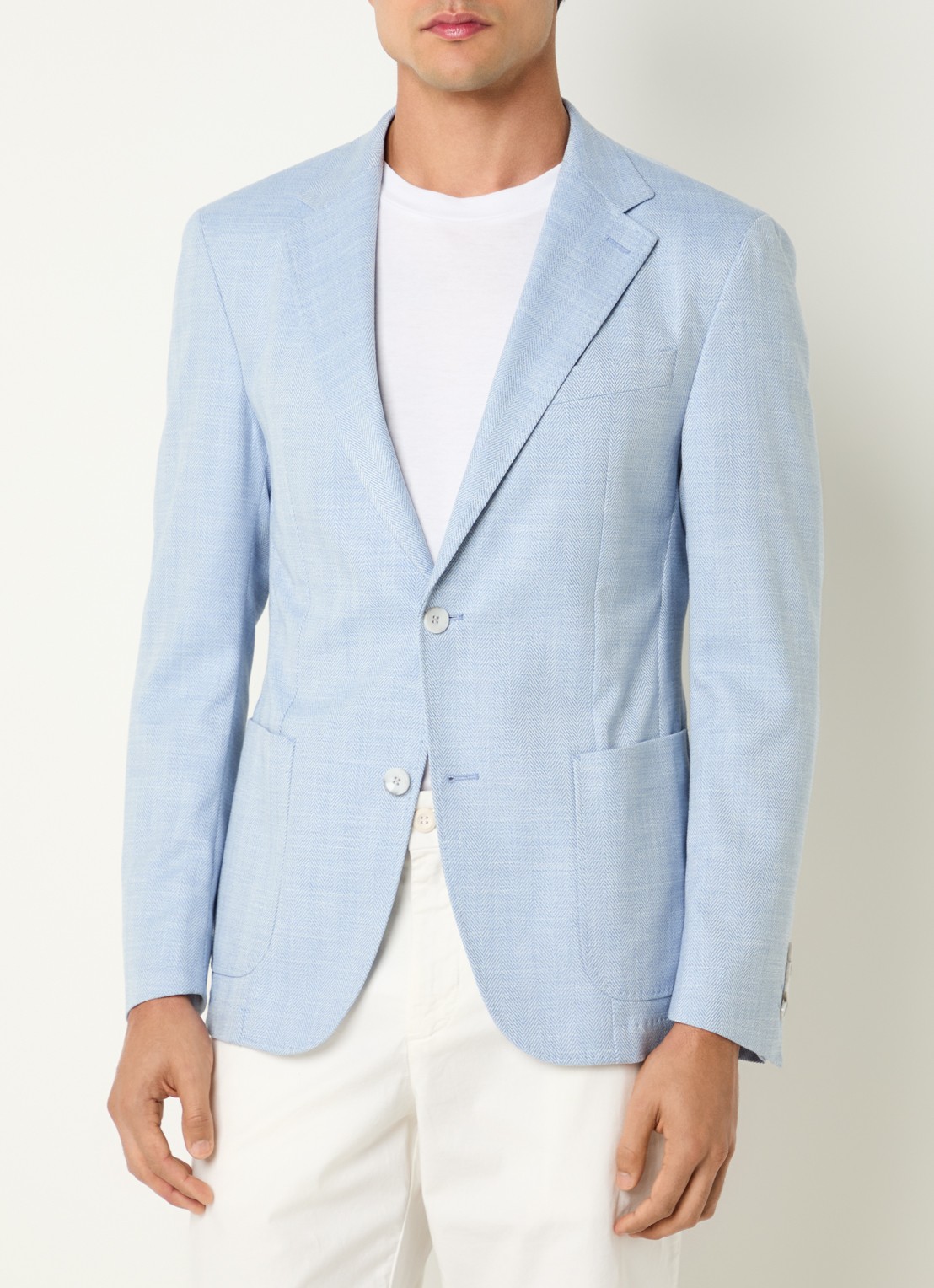 Strellson Acon4 single-breasted blazer met opgestikte zakken - detail 4 staalblauw