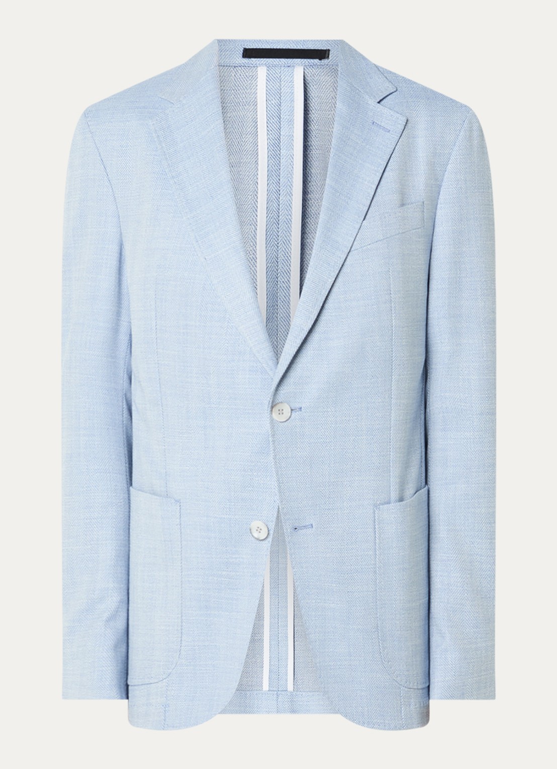 Strellson Acon4 single-breasted blazer met opgestikte zakken - voorkant 2 staalblauw