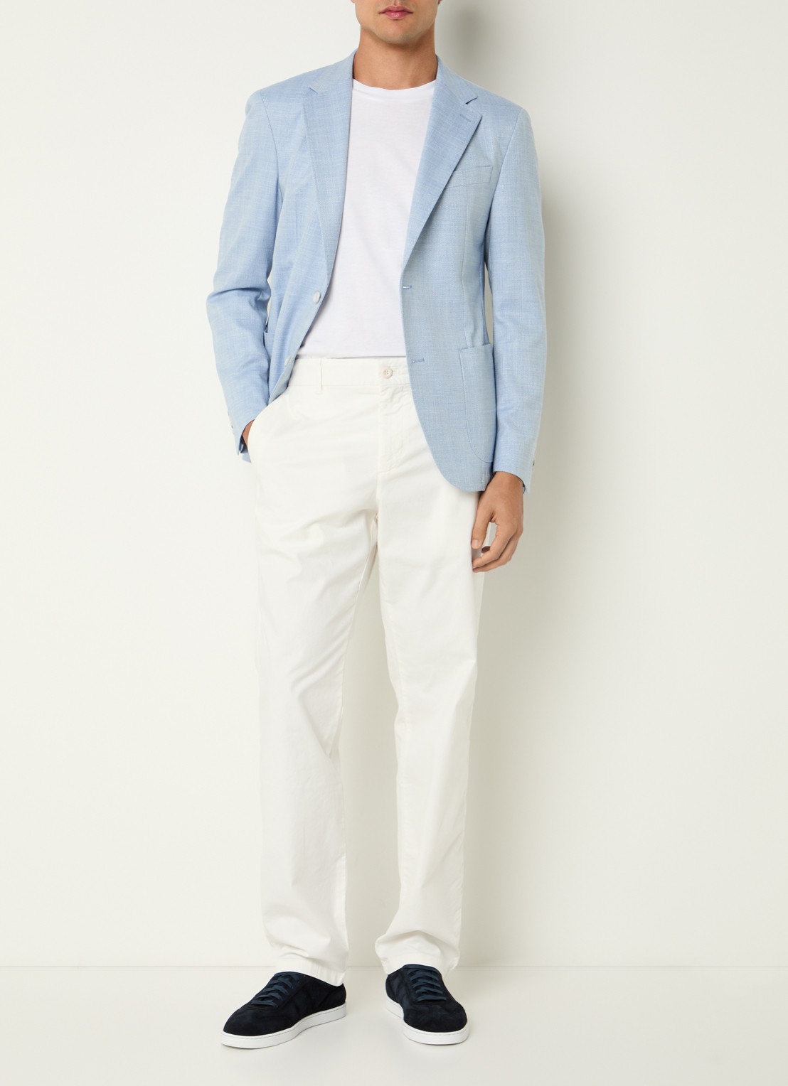 Strellson Acon4 single-breasted blazer met opgestikte zakken - voorkant 3 staalblauw