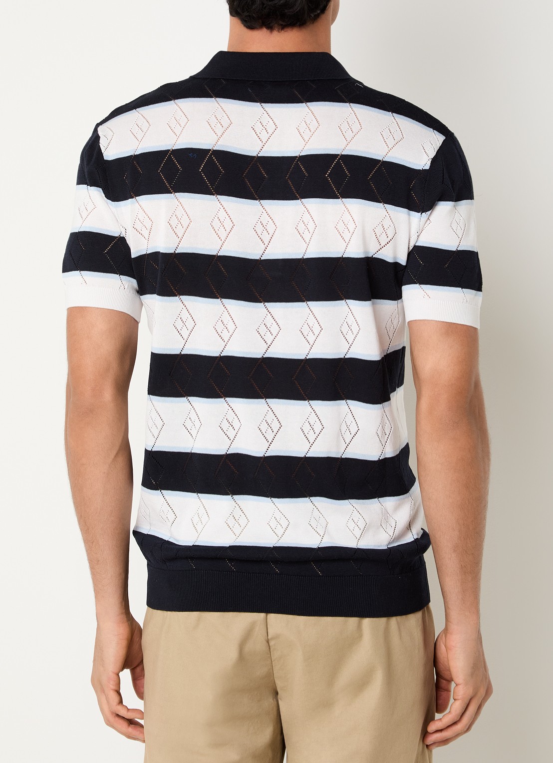 Strellson Adrian regular fit polo met streepprint - achterkant 4 donkerblauw