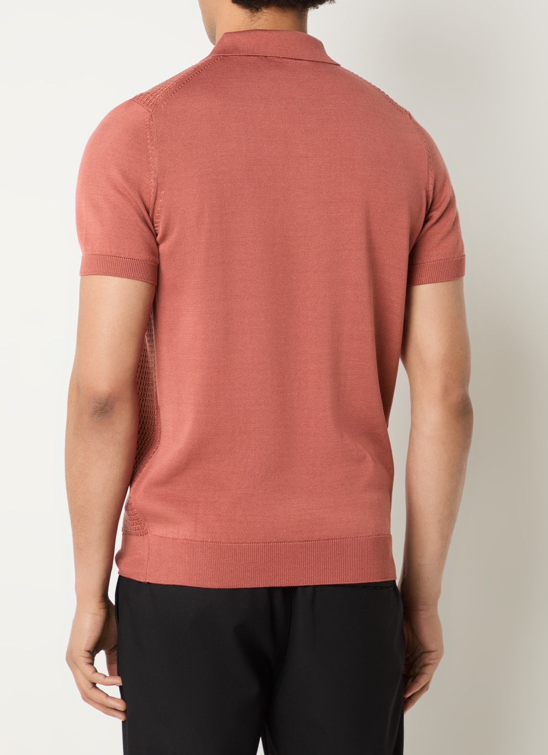 Strellson Adrian regular fit polo van  katoen met structuur - achterkant 4 kersenrood