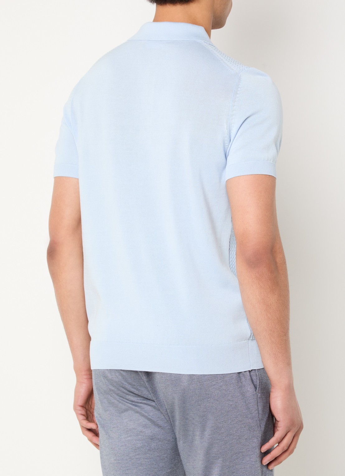 Strellson Adrian regular fit polo van  katoen met structuur - achterkant 2 blauw