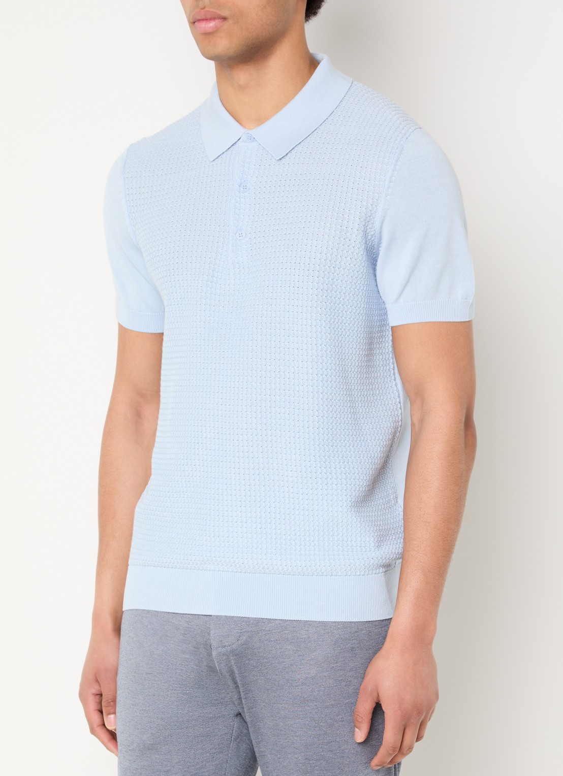 Strellson Adrian regular fit polo van  katoen met structuur - detail blauw
