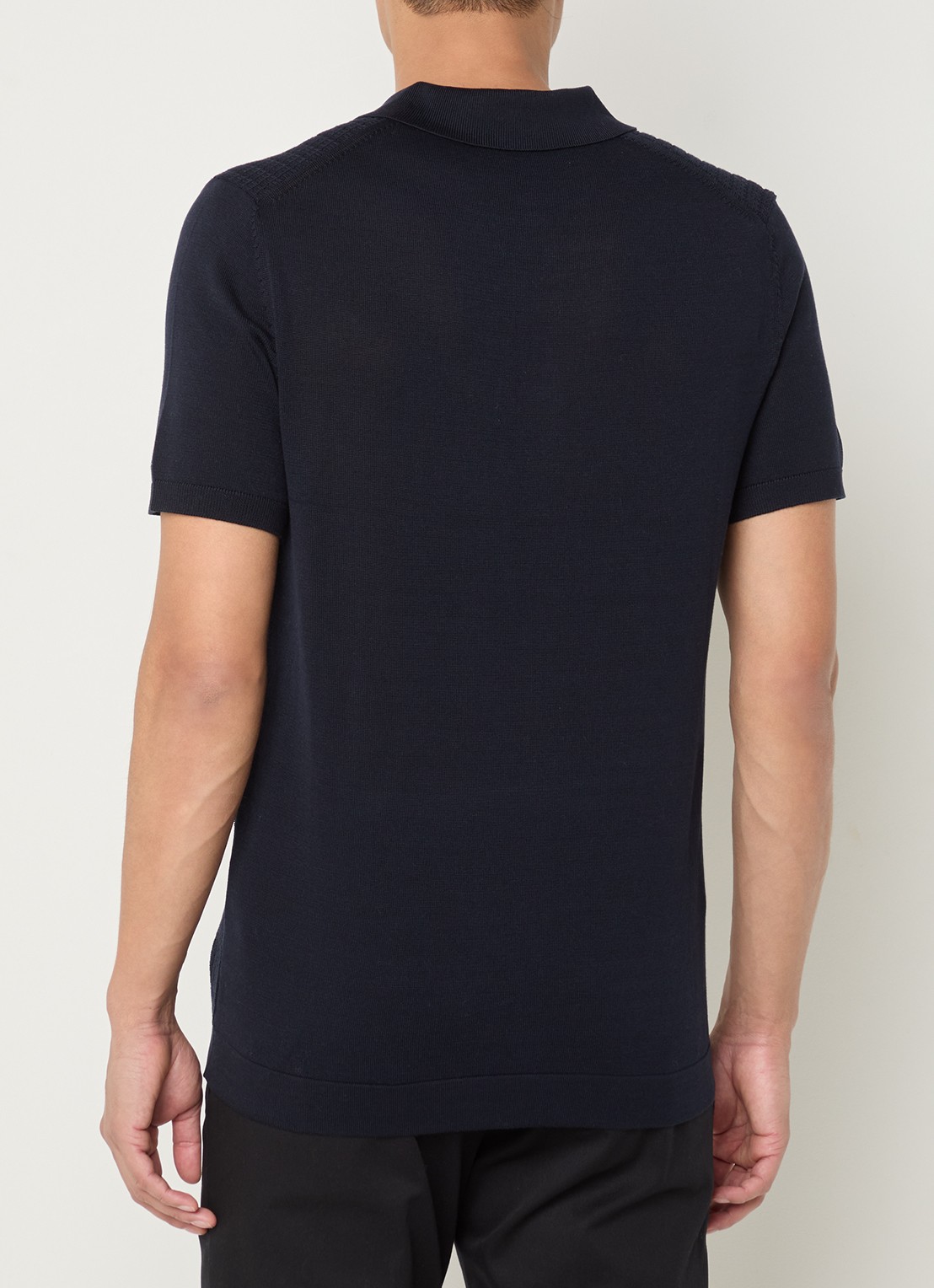 Strellson Adrian regular fit polo van  katoen met structuur - achterkant 2 donkerblauw