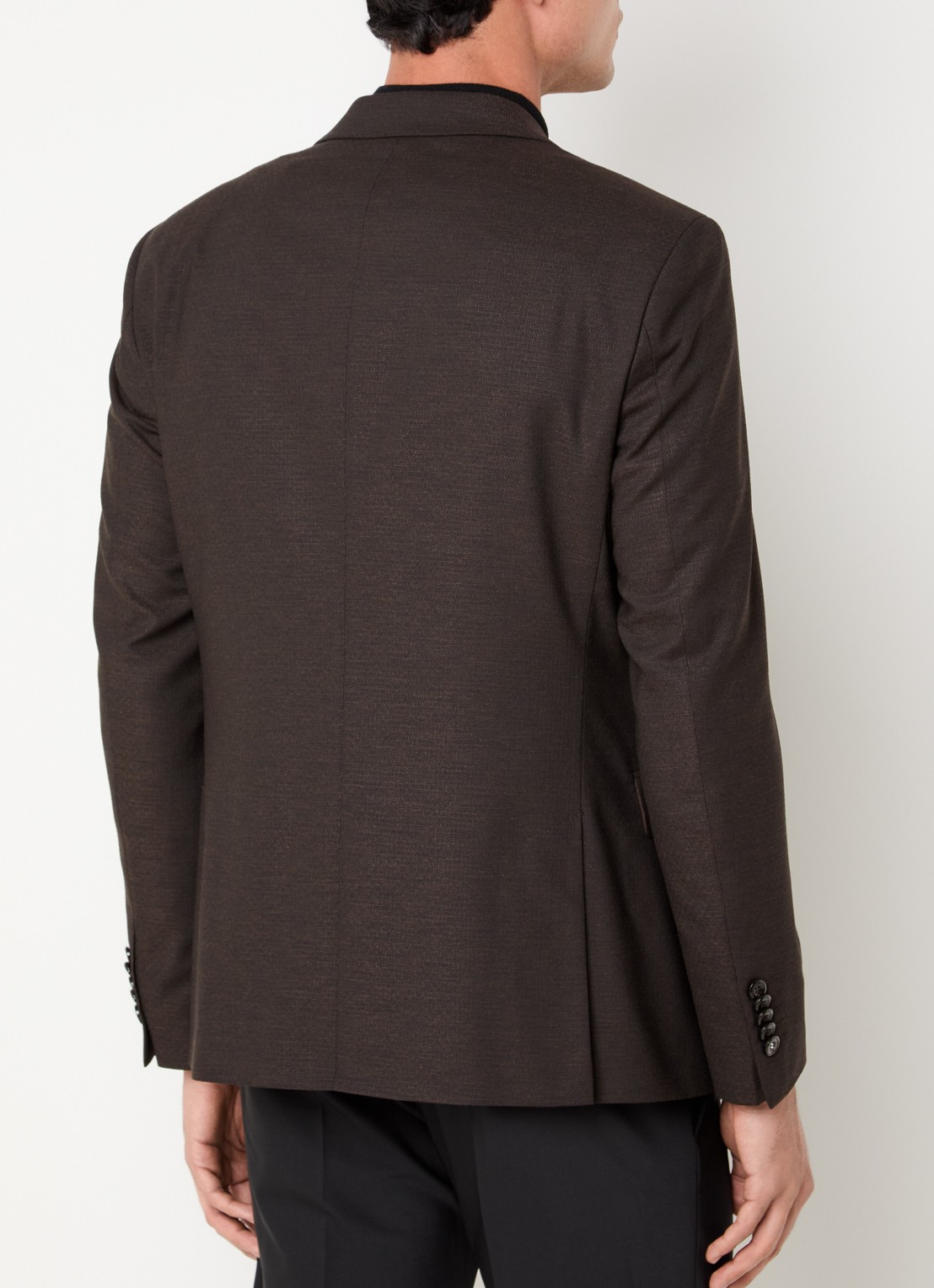 Strellson Aidan regular fit colbert in wolblend met klepzakken - achterkant donkerbruin