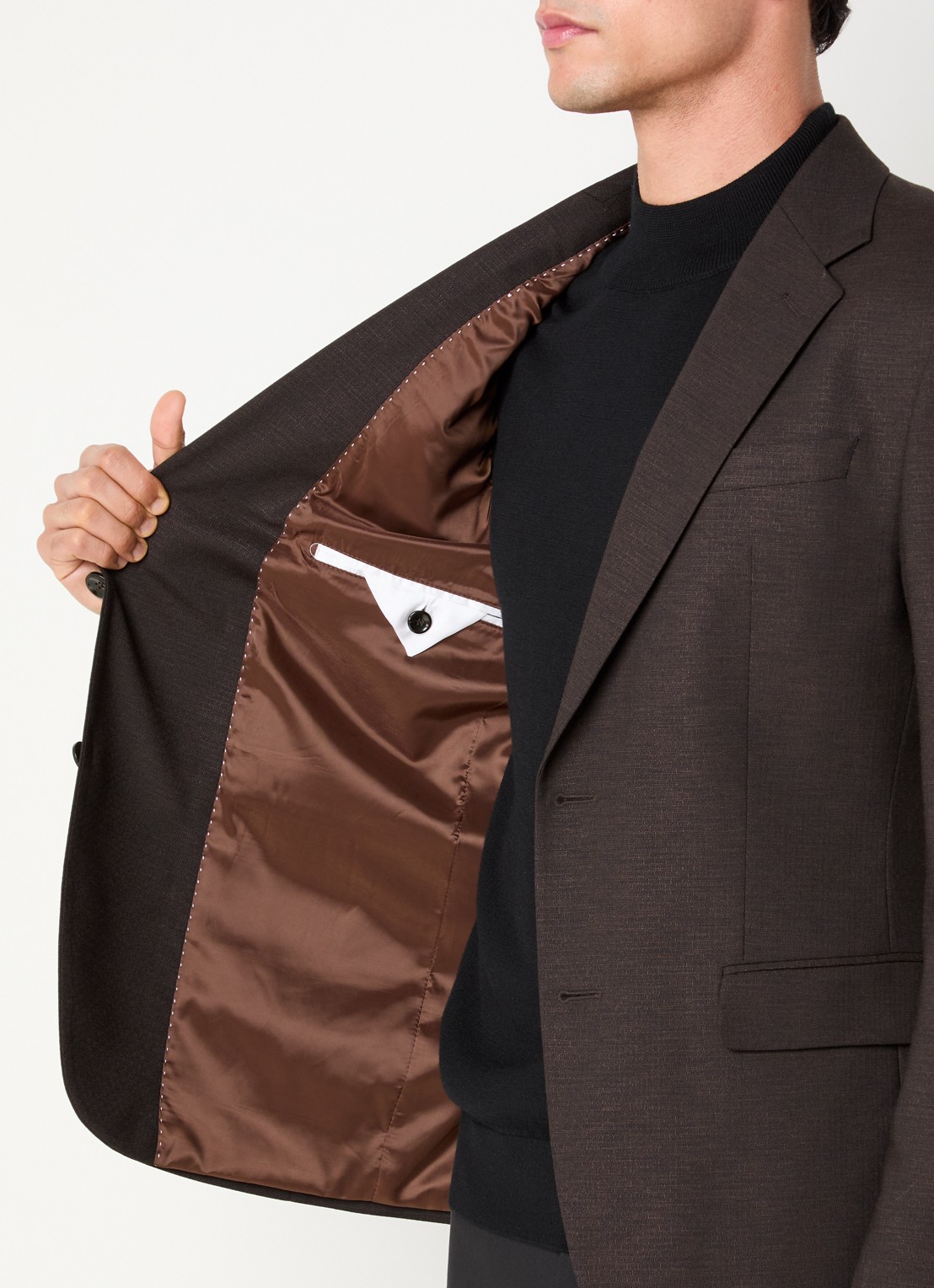 Strellson Aidan regular fit colbert in wolblend met klepzakken - detail 5 donkerbruin