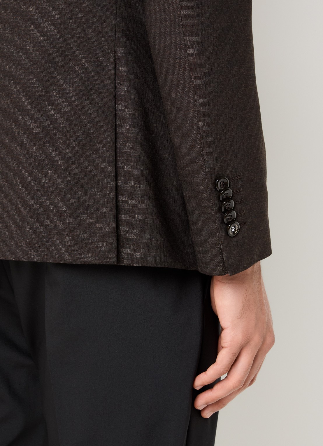 Strellson Aidan regular fit colbert in wolblend met klepzakken - detail 6 donkerbruin