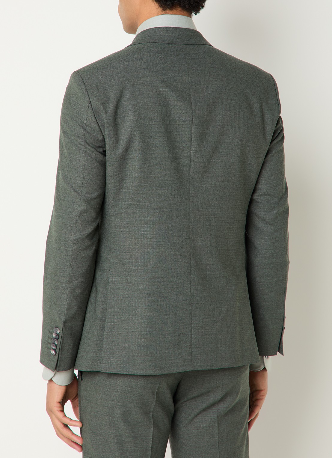 Strellson Aidan regular fit colbert in wolblend met klepzakken - achterkant 5 olijfgroen
