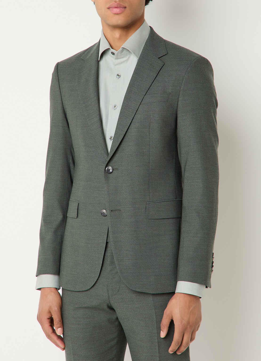 Strellson Aidan regular fit colbert in wolblend met klepzakken - detail olijfgroen