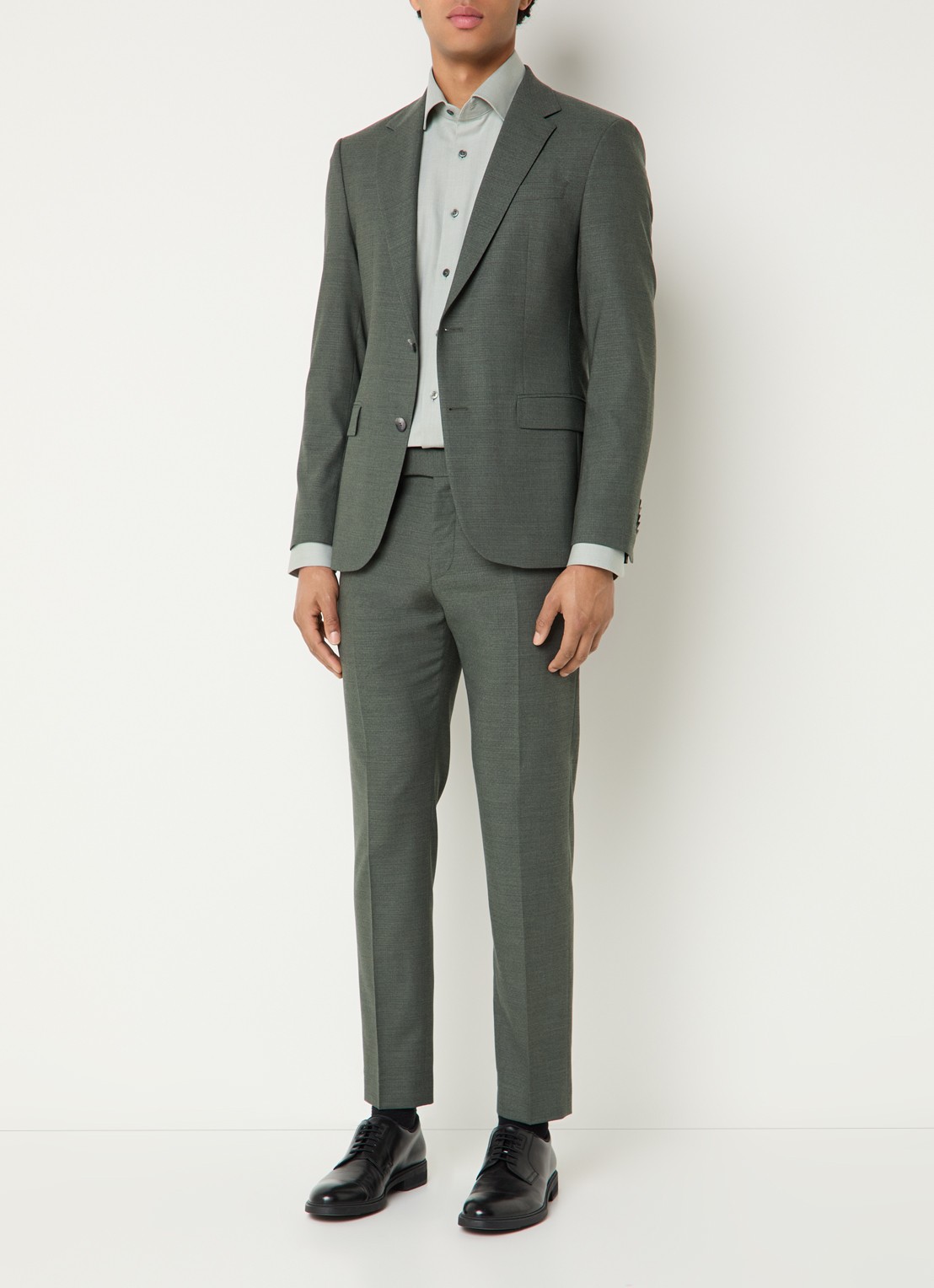 Strellson Aidan regular fit colbert in wolblend met klepzakken - voorkant 7 olijfgroen