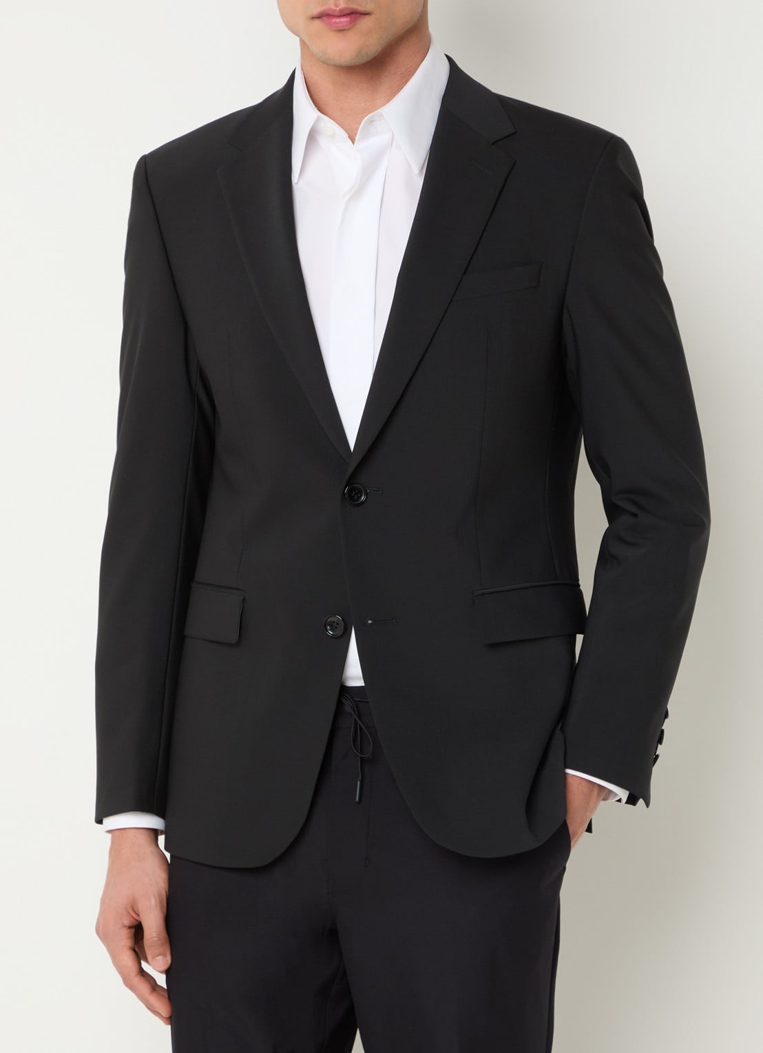 Strellson Aidan regular fit colbert in wolblend - detail 2 zwart
