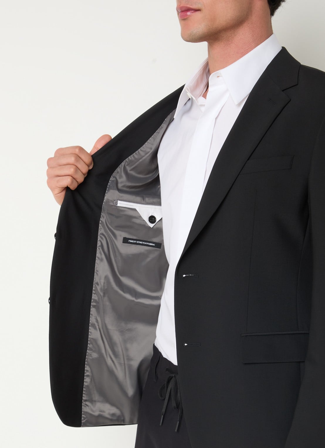 Strellson Aidan regular fit colbert in wolblend - detail 3 zwart
