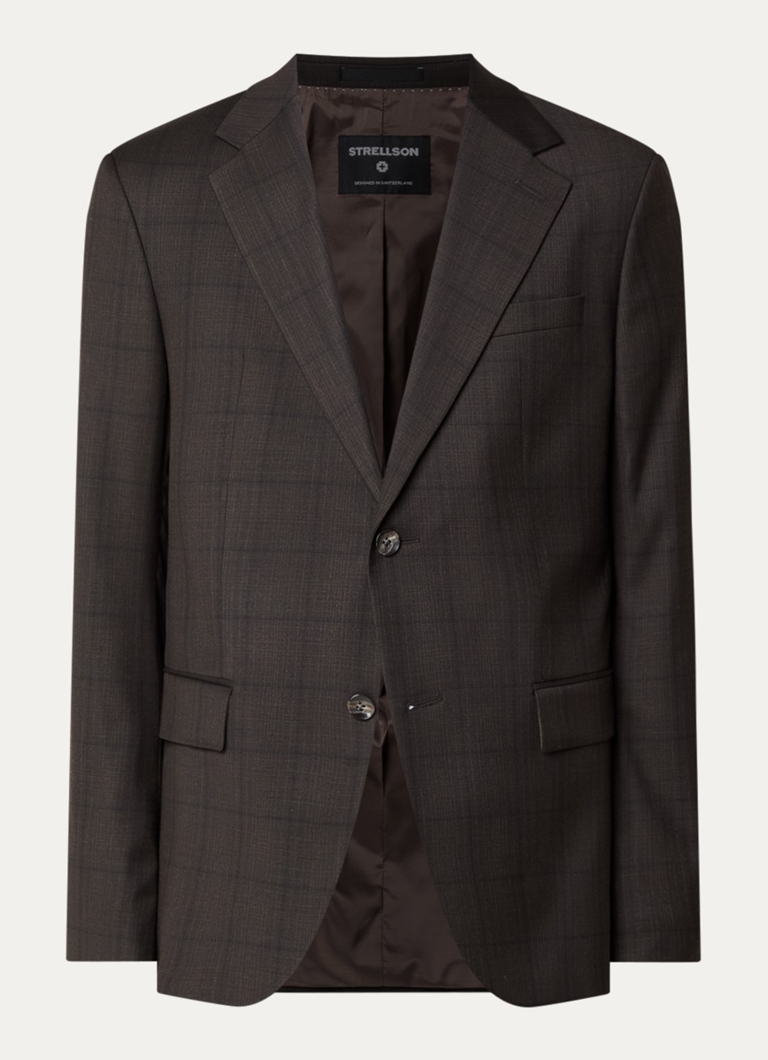 Strellson Aidan regular fit colbert met klepzakken - voorkant 6 donkerbruin