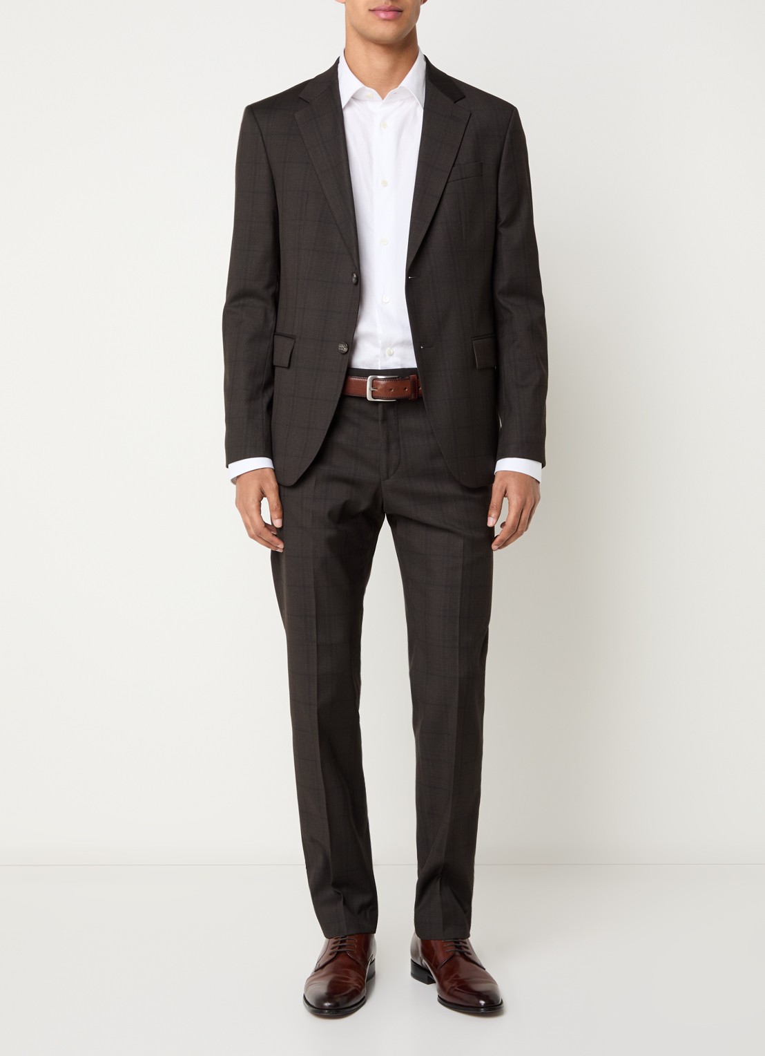 Strellson Aidan regular fit colbert met klepzakken - voorkant 7 donkerbruin