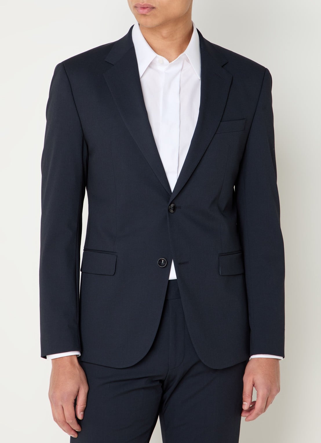 Strellson Aidan slim fit colbert met klepzakken - detail donkerblauw
