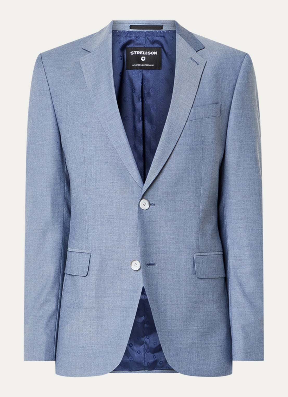Strellson Aidan slim fit colbert met klepzakken - voorkant 2 turquoise