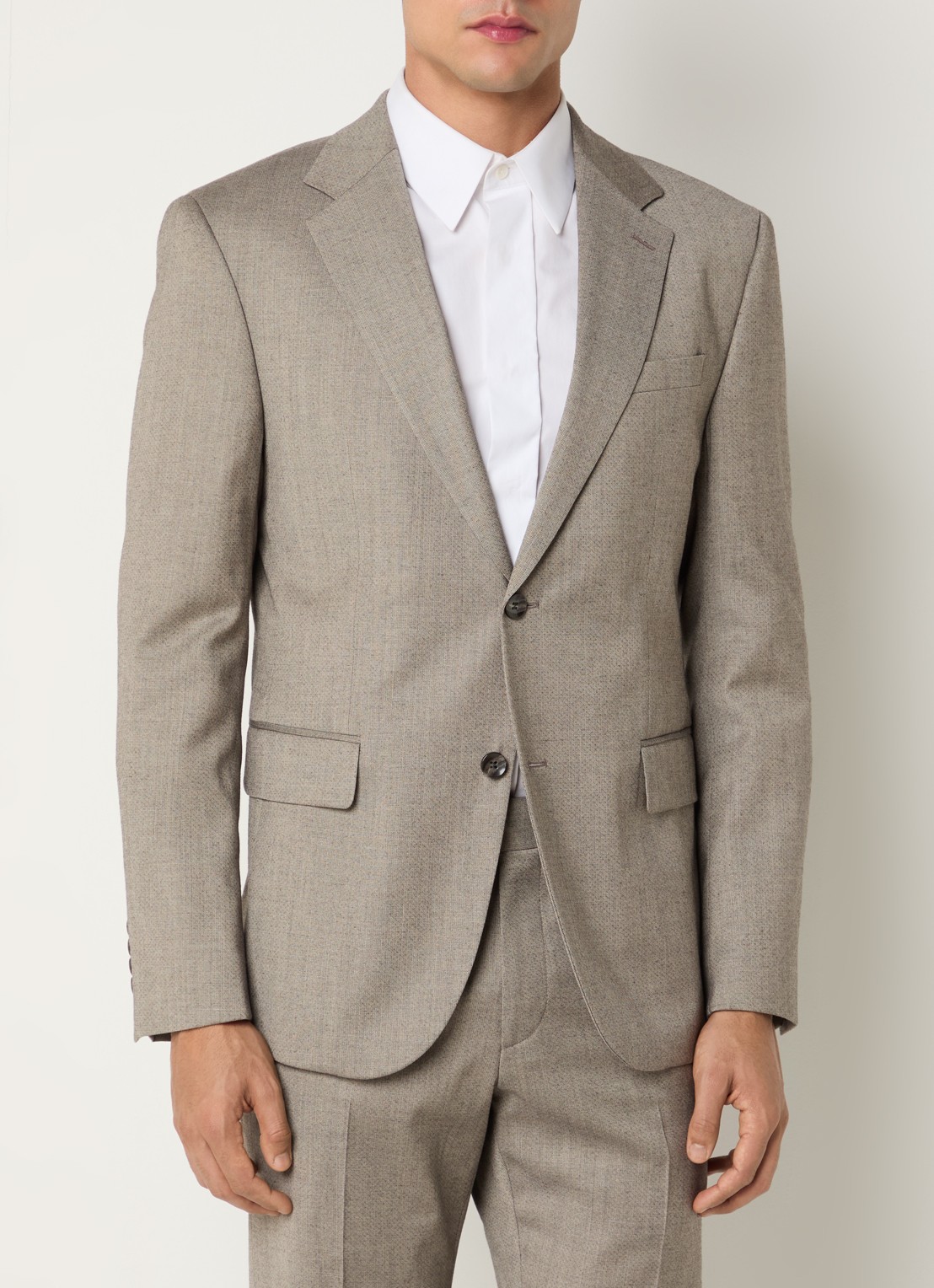 Strellson Aiden regular fit colbert in wolblend met klepzakken - detail 3 donkerbeige