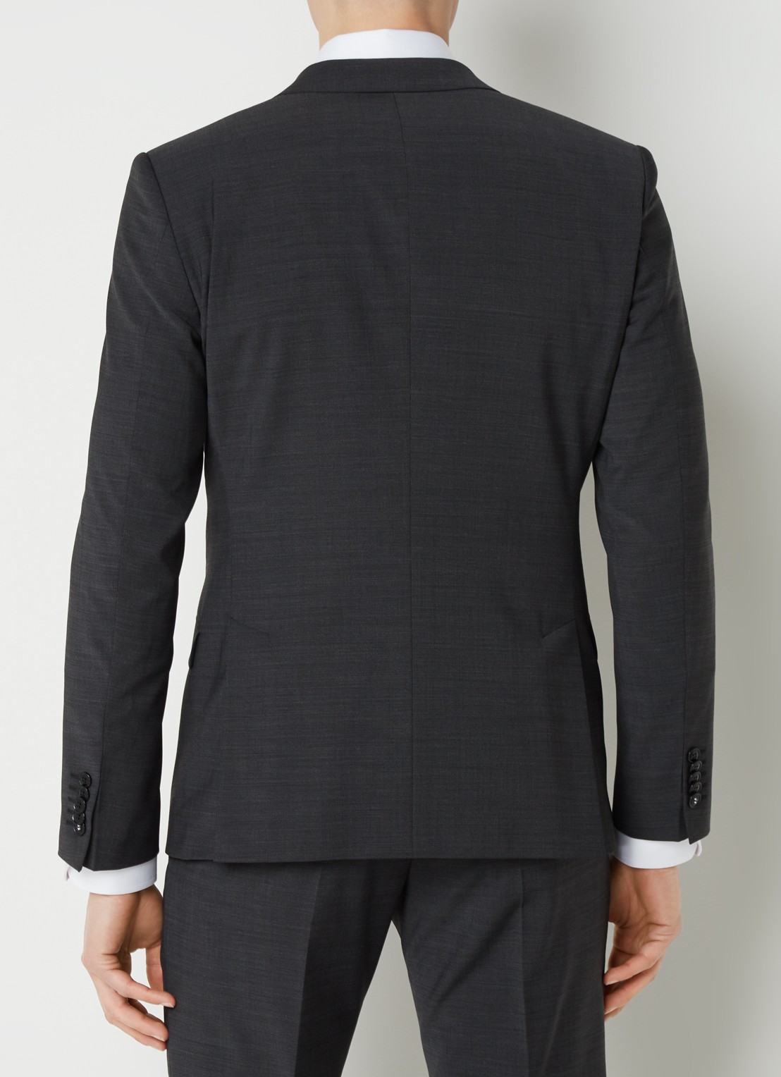 Strellson Allen slim fit colbert in wolblend met klepzakken - achterkant antraciet