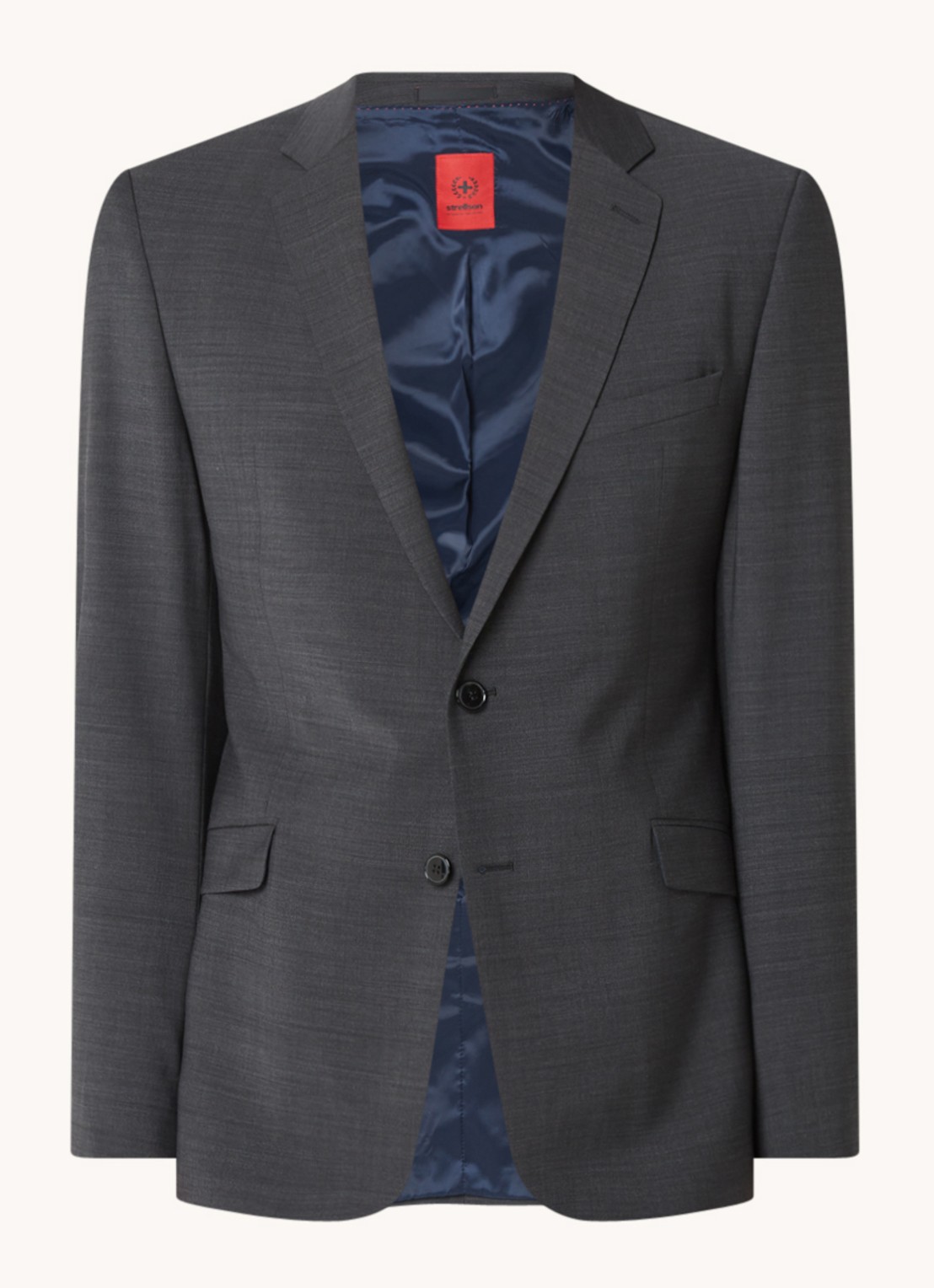 Strellson Allen slim fit colbert in wolblend met klepzakken - voorkant 6 antraciet